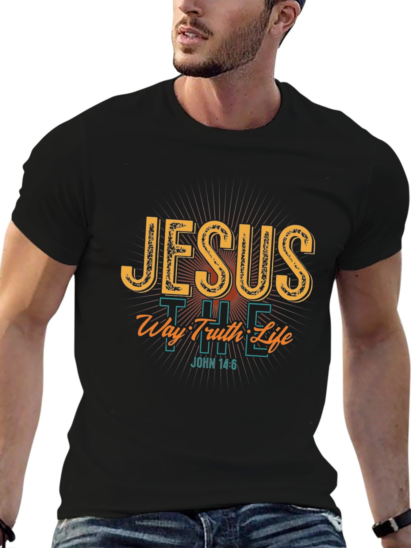 Jesus The Way Truth Life Black T-Shirt