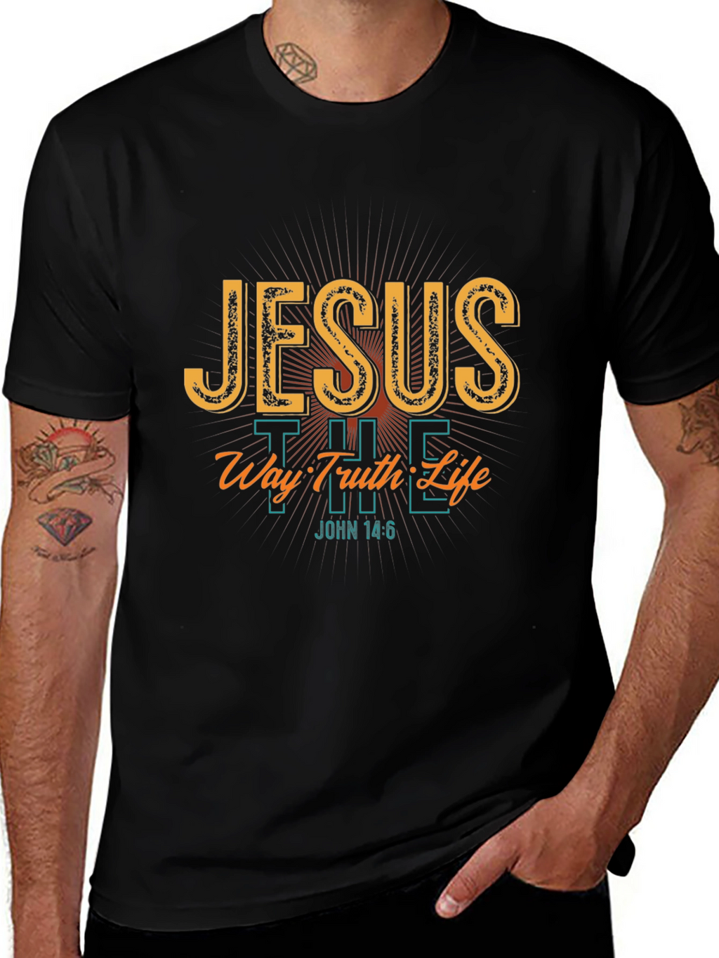 Jesus The Way Truth Life Black T-Shirt