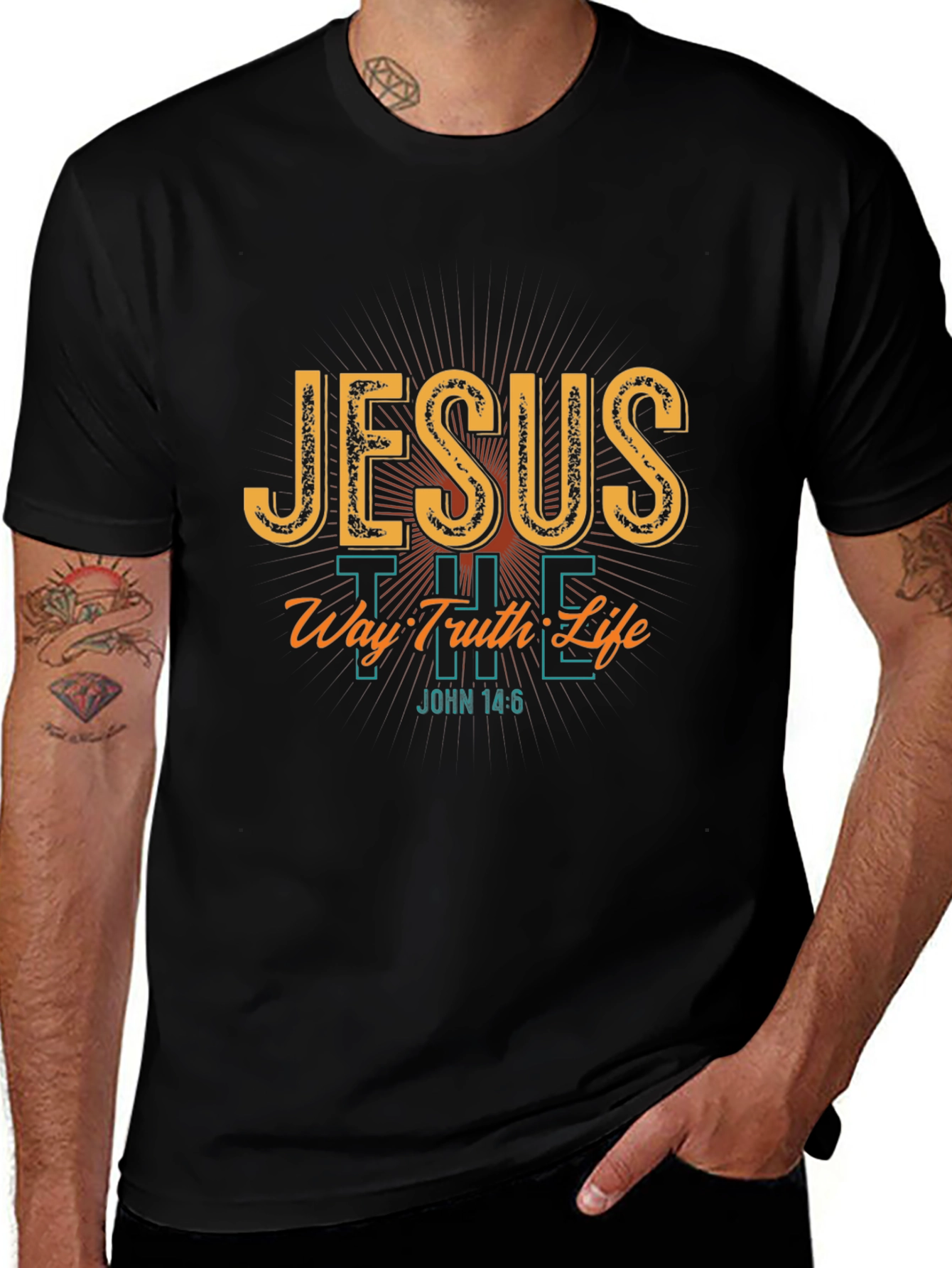 Jesus The Way Truth Life Black T-Shirt