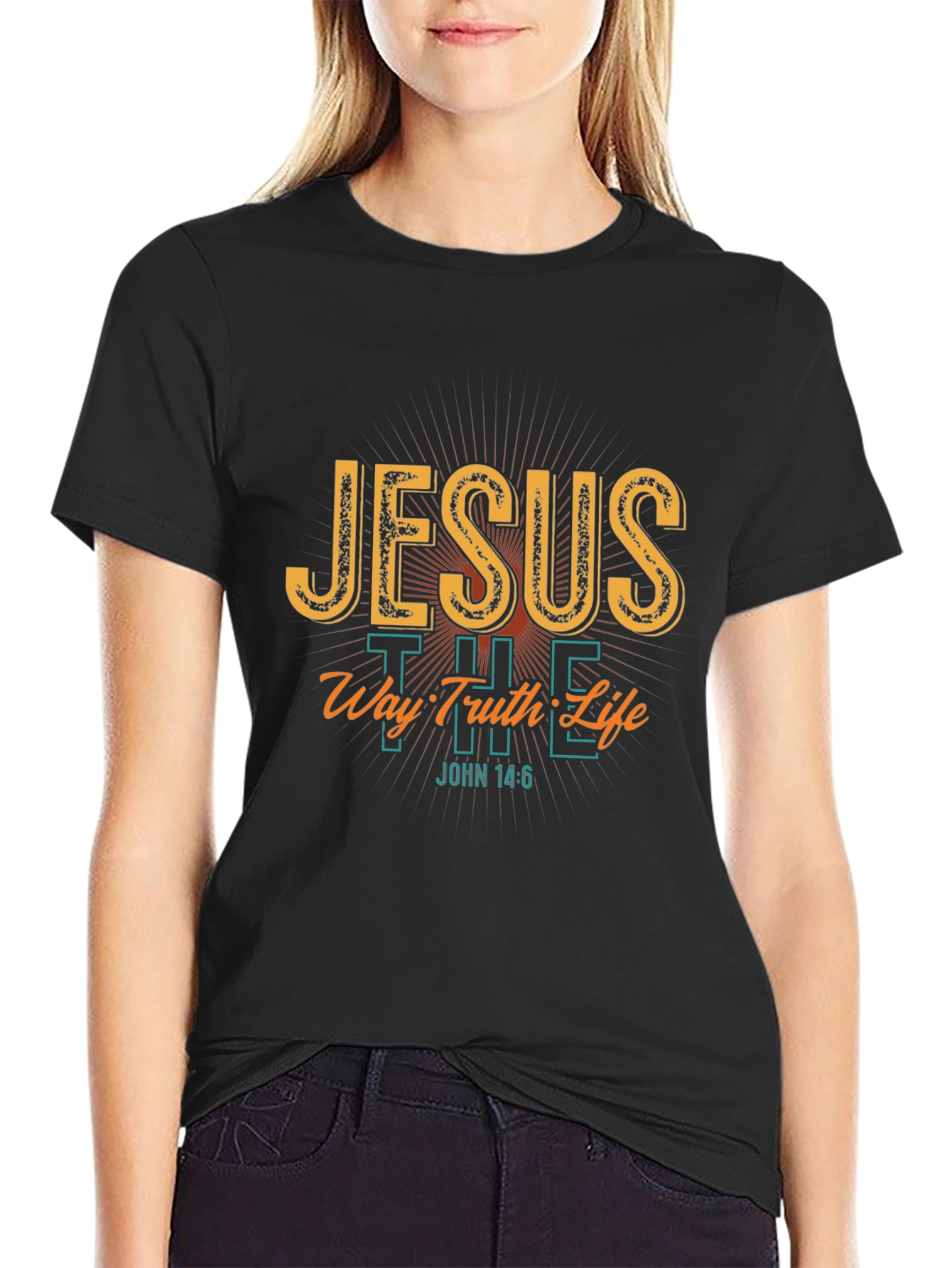 Jesus The Way Truth Life Black T-Shirt