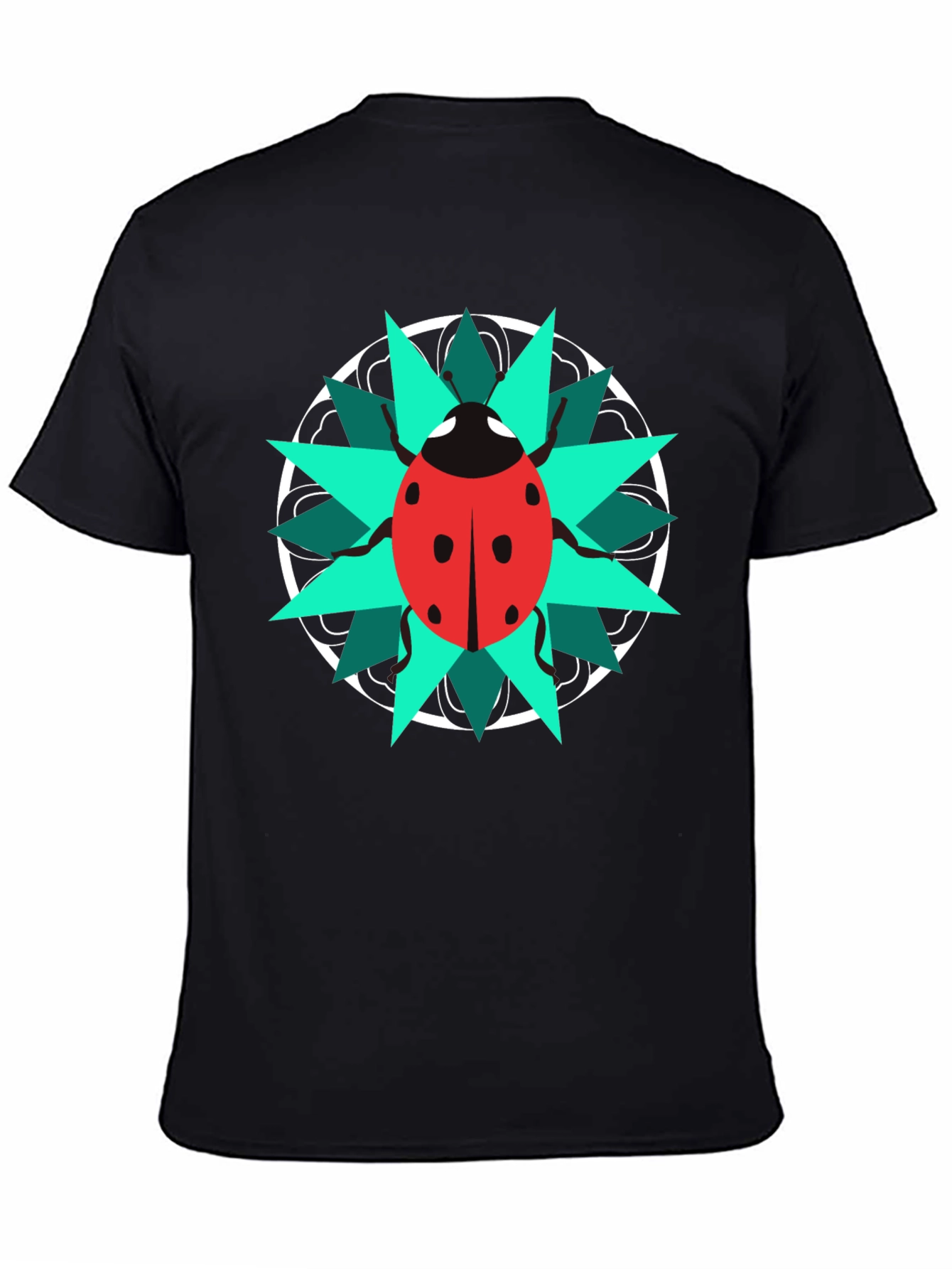 Ladybug Mandala Graphic Tee - Stylish Black T-Shirt
