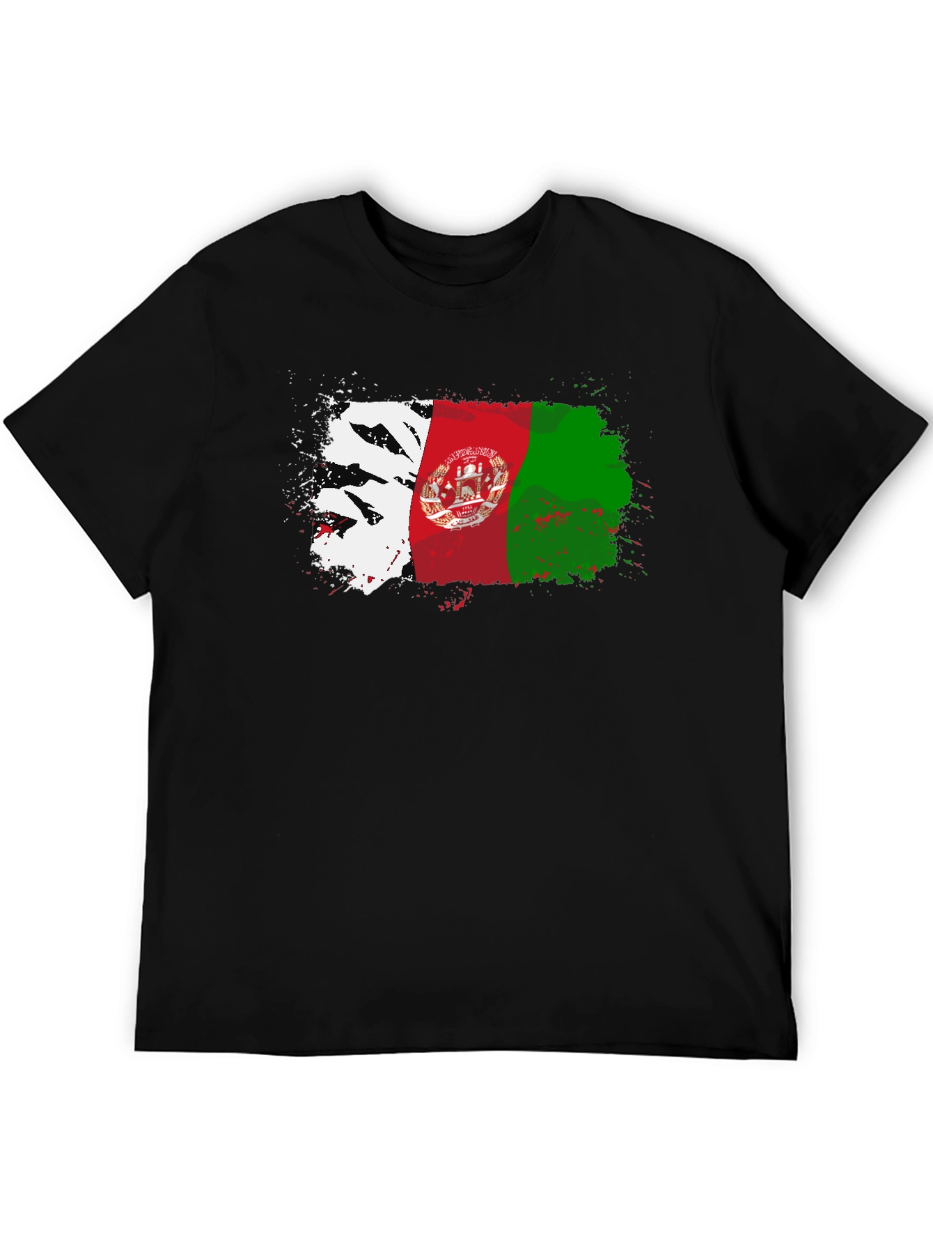 Afghanistan Flag Splatter T-Shirt - Black