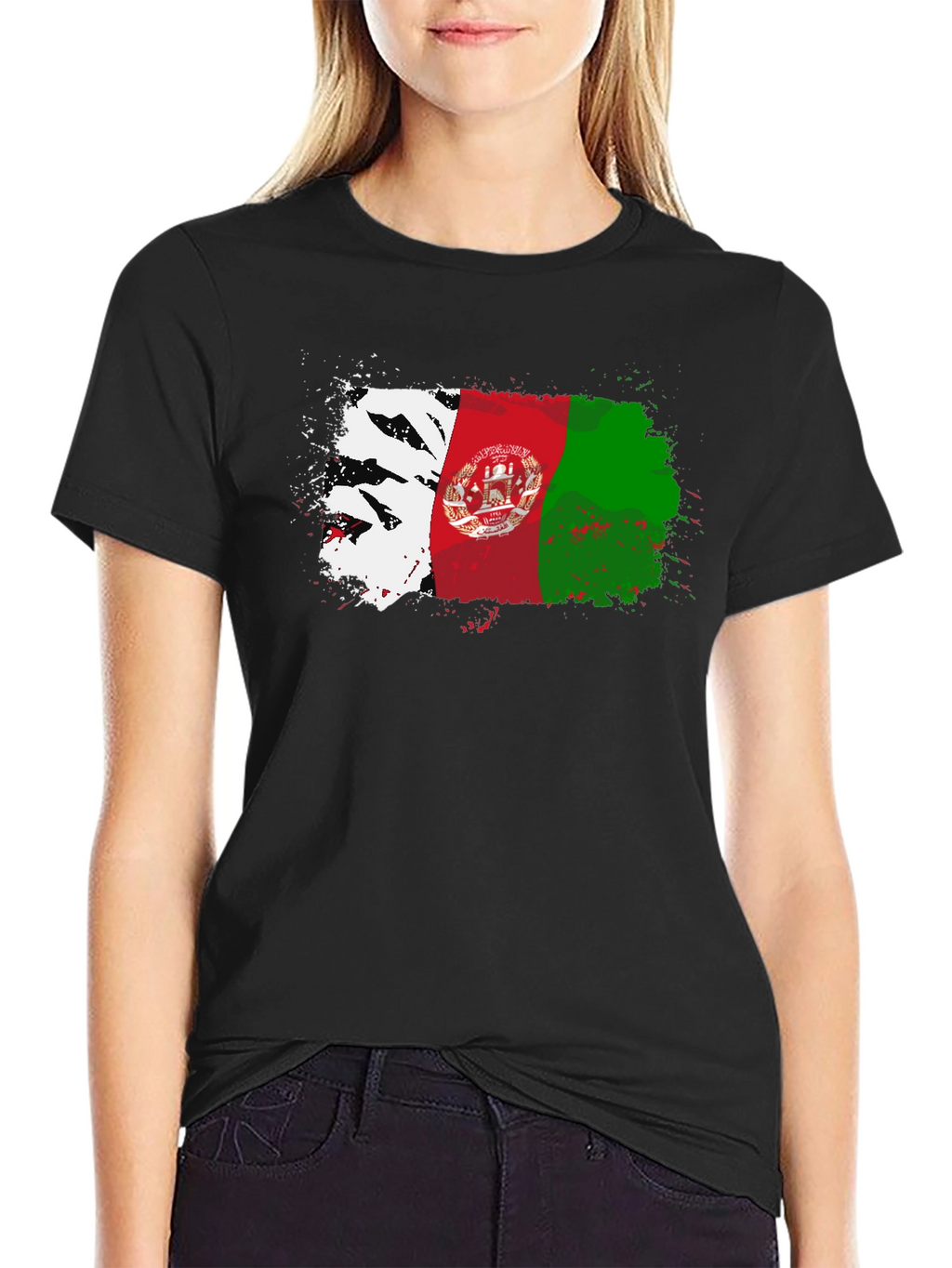 Afghanistan Flag Splatter T-Shirt - Black