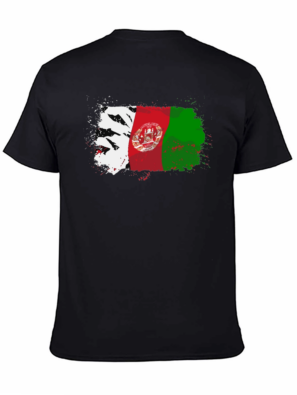 Afghanistan Flag Splatter T-Shirt - Black