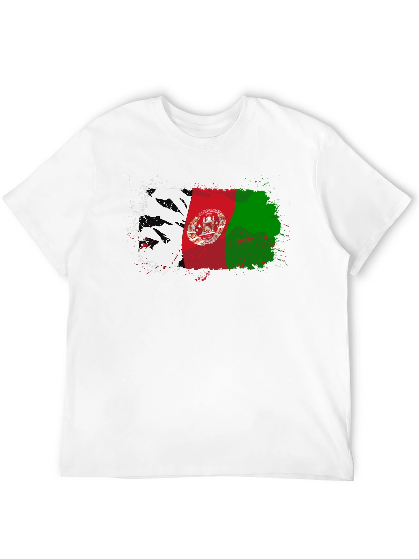 Afghanistan Flag Splatter T-Shirt - Black