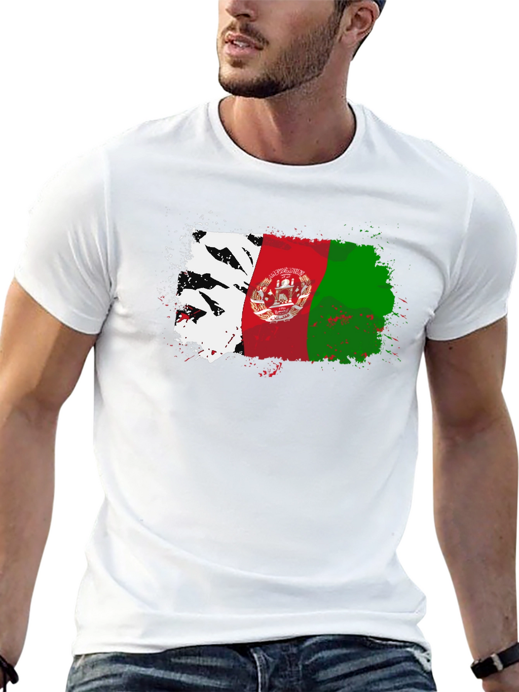 Afghanistan Flag Splatter T-Shirt - Black