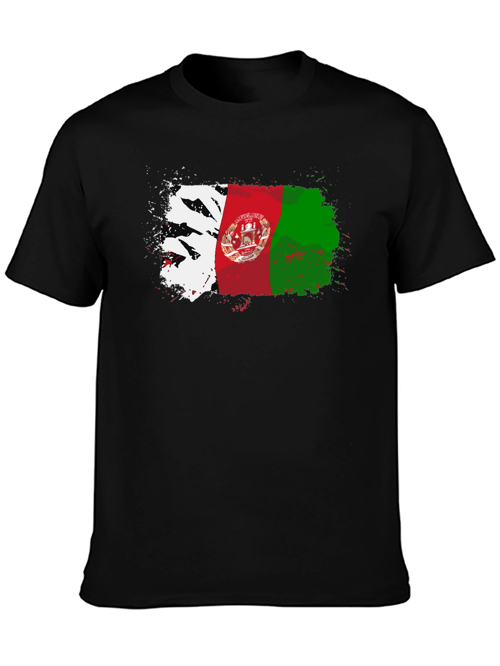 Afghanistan Flag Splatter T-Shirt - Black