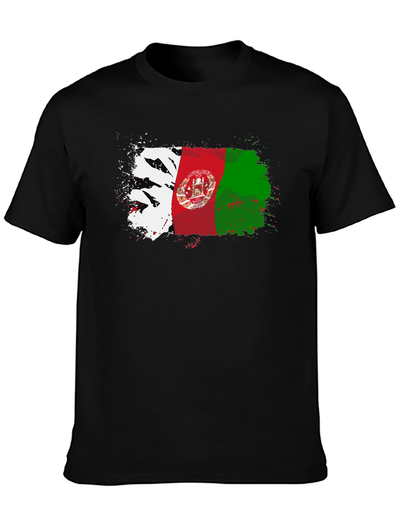 Afghanistan Flag Splatter T-Shirt - Black