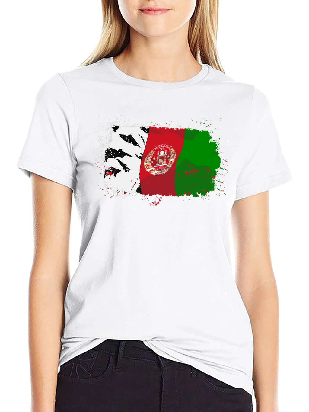 Afghanistan Flag Splatter T-Shirt - Black
