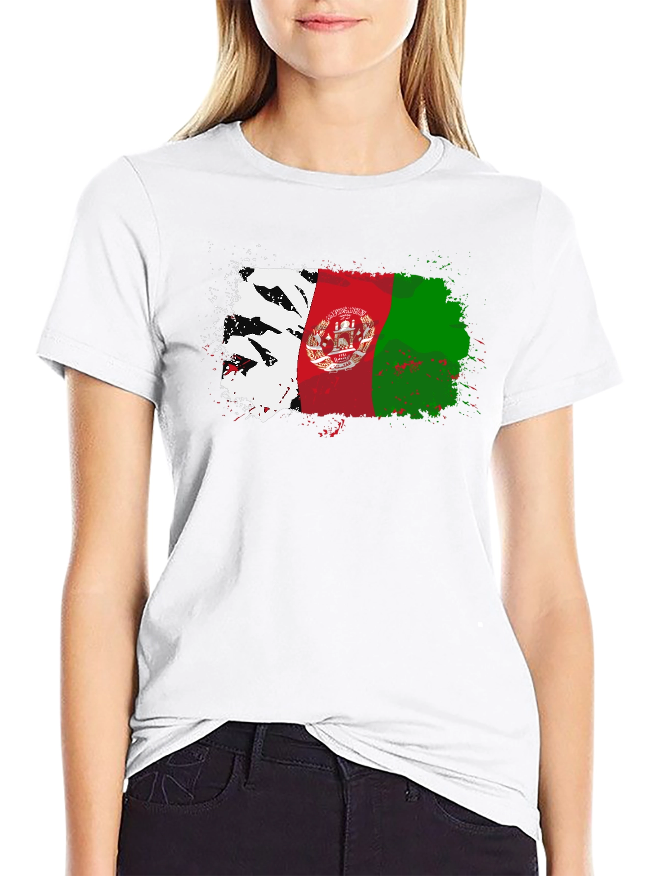 Afghanistan Flag Splatter T-Shirt - Black