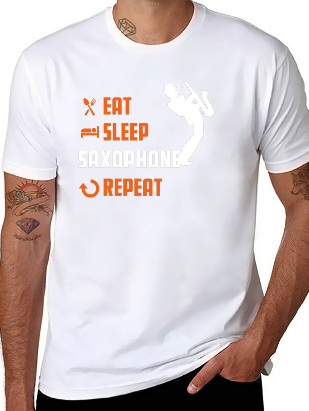 Eat Sleep Saxophone Repeat Graphic T-Shirt