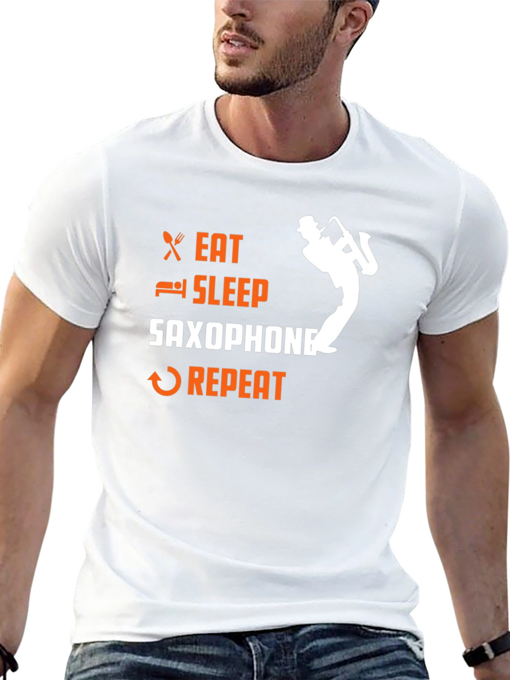 Eat Sleep Saxophone Repeat Graphic T-Shirt