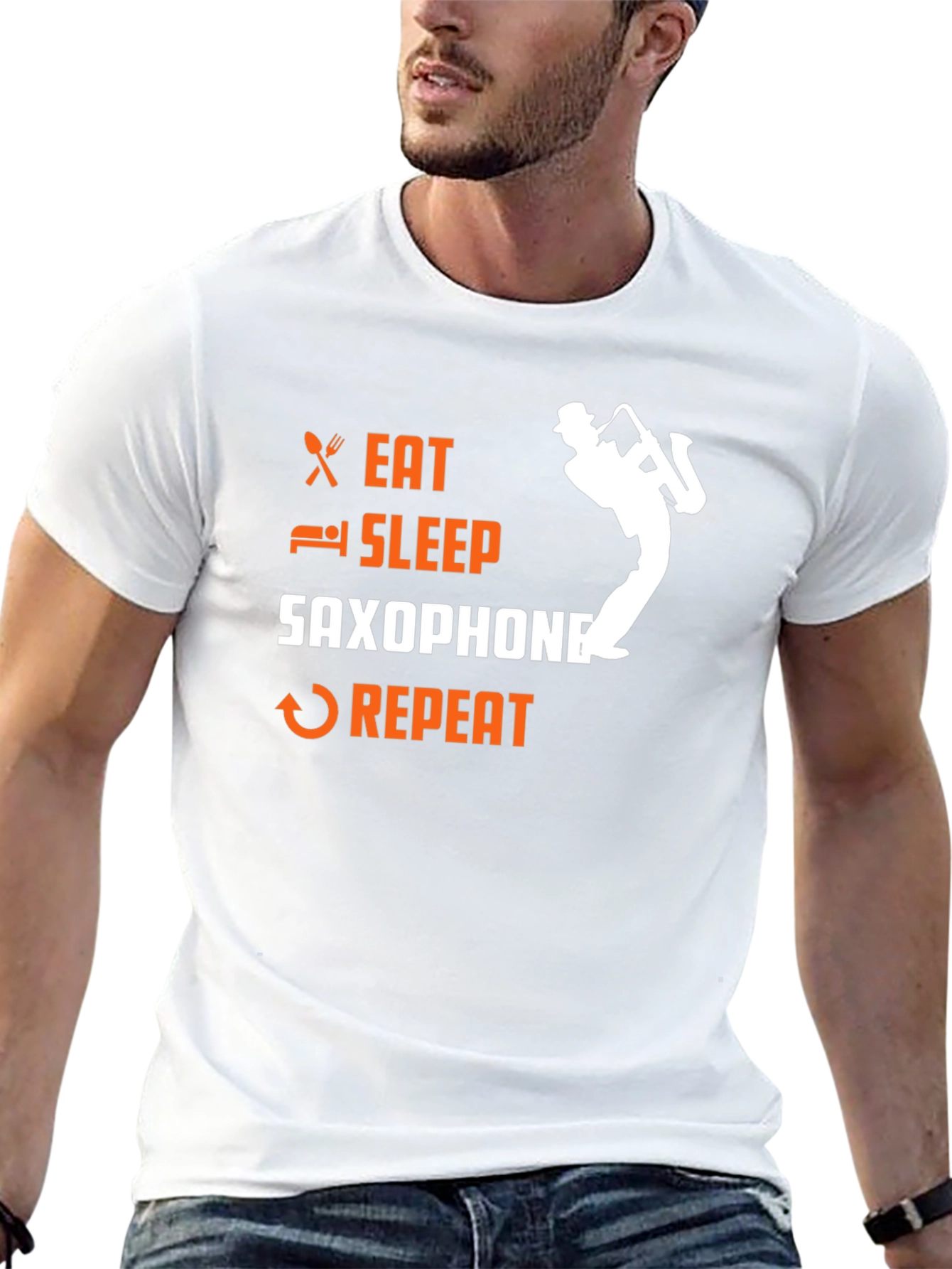 Eat Sleep Saxophone Repeat Graphic T-Shirt