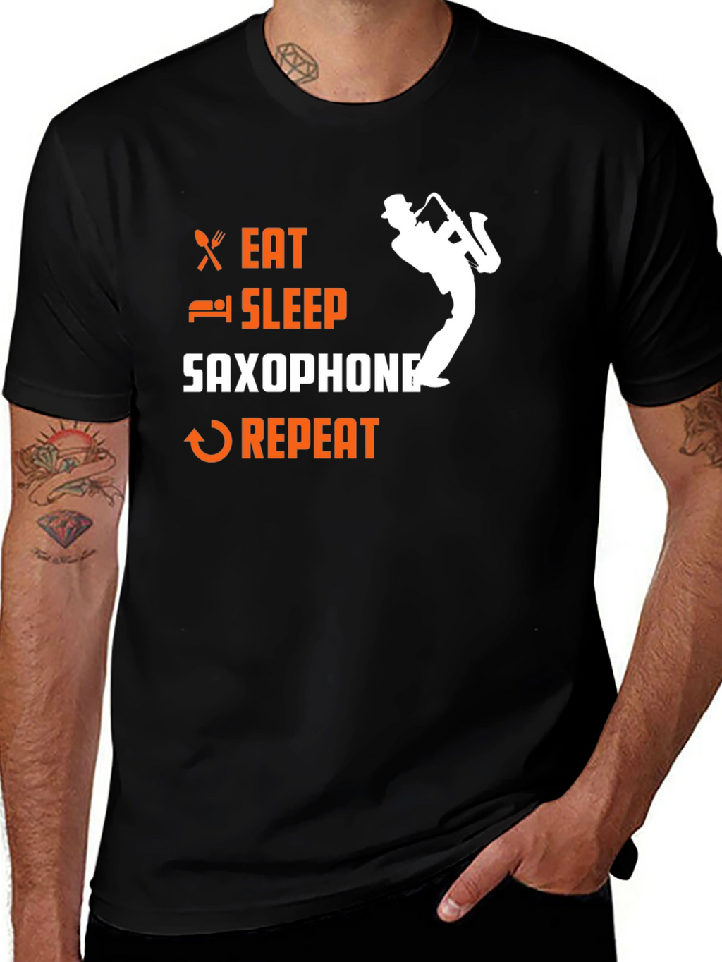 Eat Sleep Saxophone Repeat Graphic T-Shirt