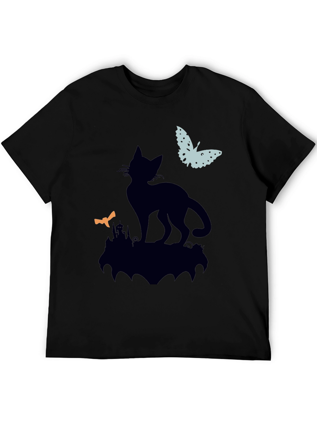 Black Cat Silhouette T-Shirt - Halloween Style