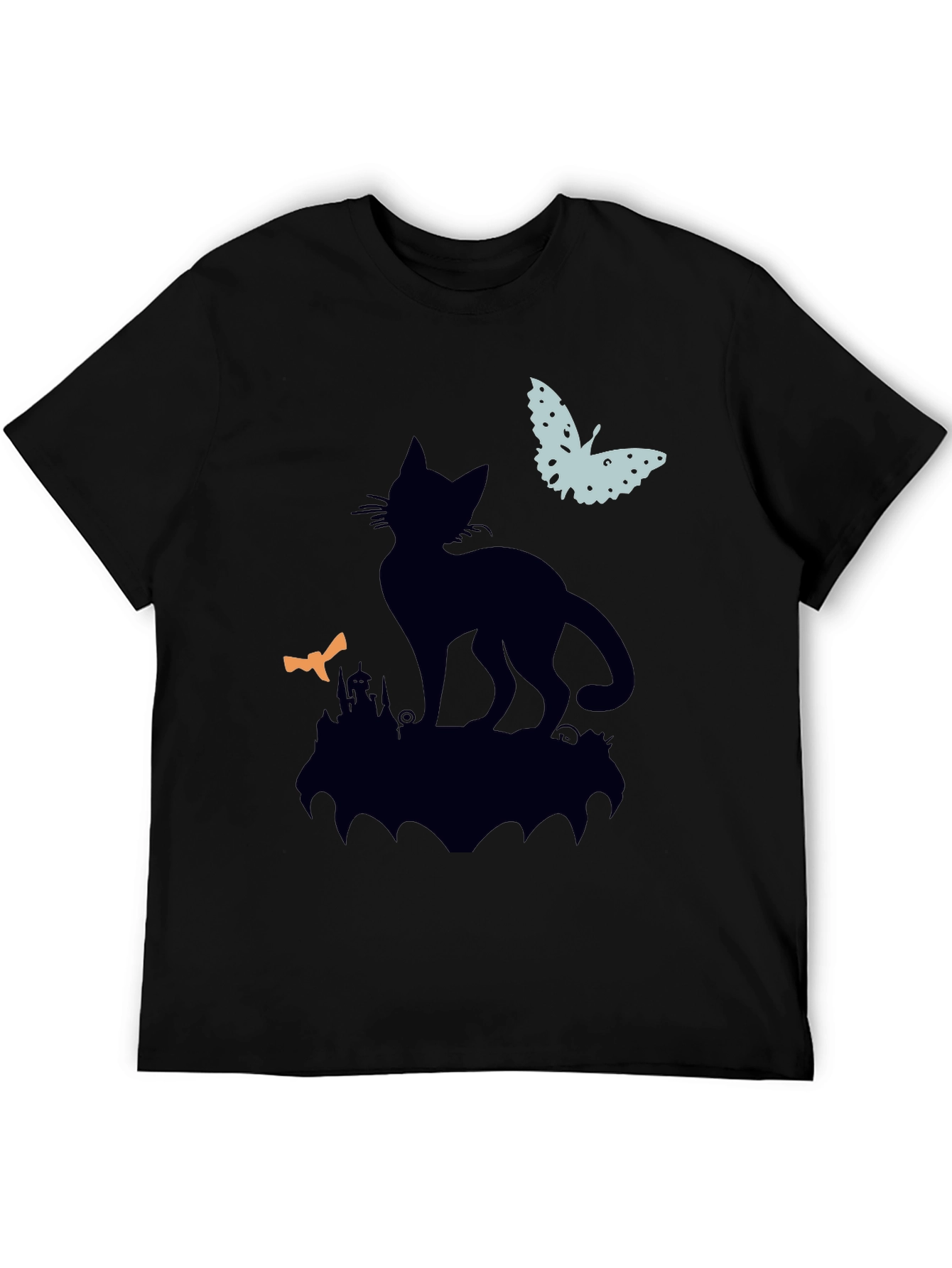 Black Cat Silhouette T-Shirt - Halloween Style