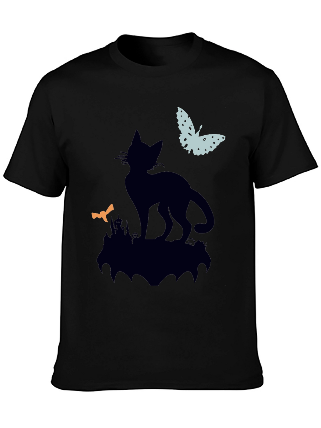 Black Cat Silhouette T-Shirt - Halloween Style