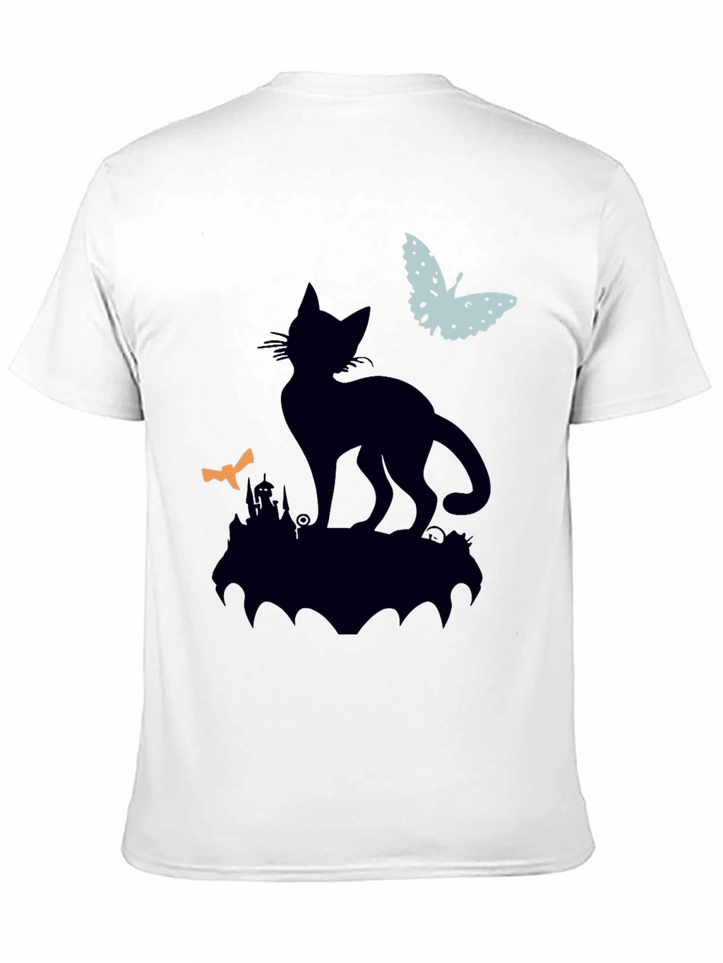 Black Cat Silhouette T-Shirt - Halloween Style