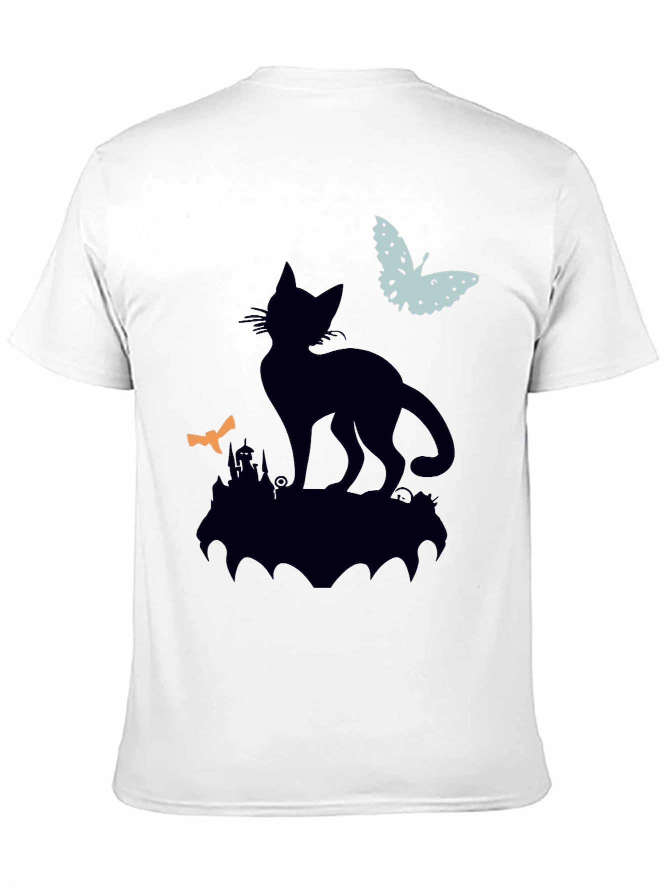 Black Cat Silhouette T-Shirt - Halloween Style