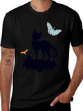 Black Cat Silhouette T-Shirt - Halloween Style