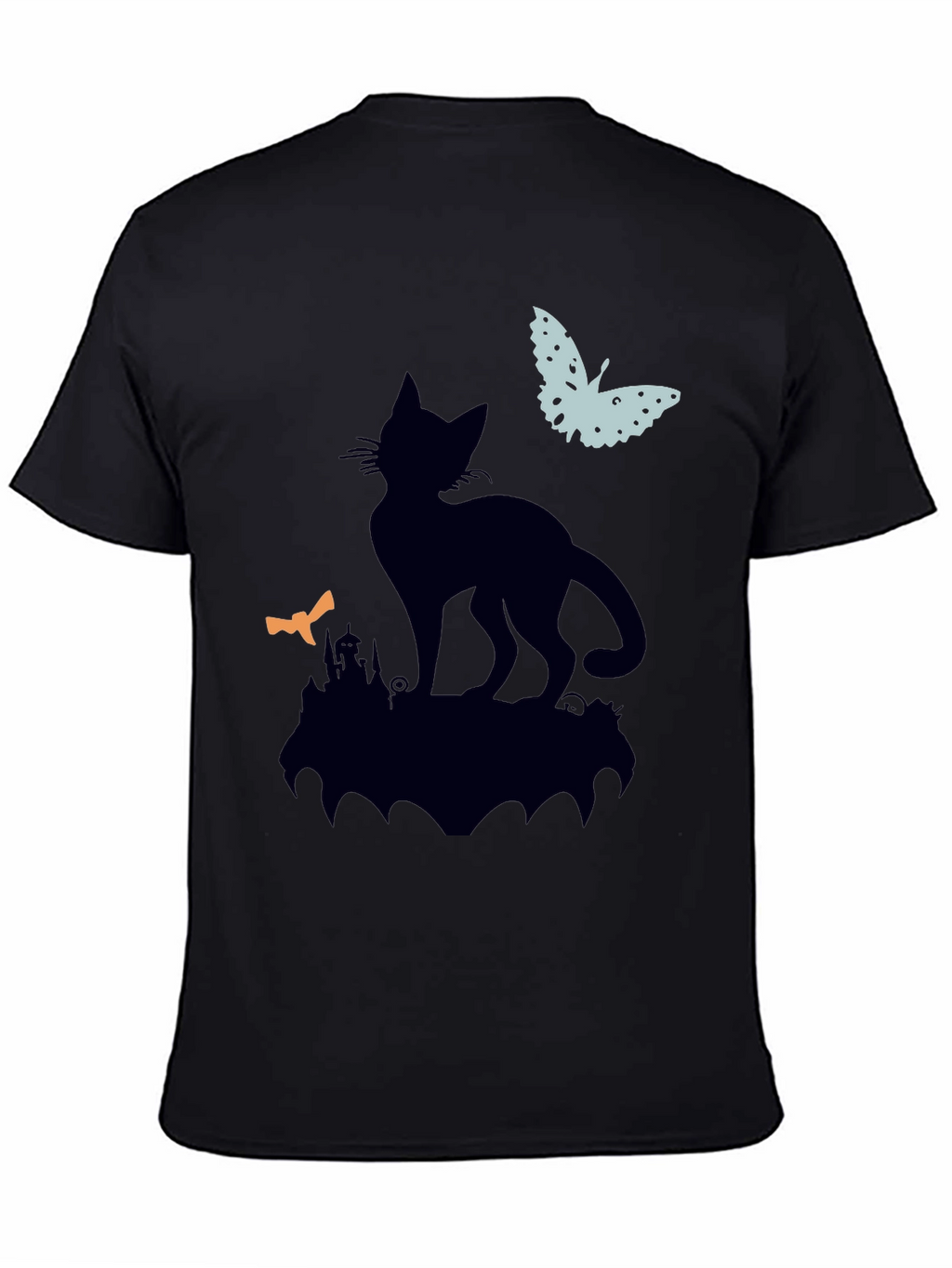 Black Cat Silhouette T-Shirt - Halloween Style
