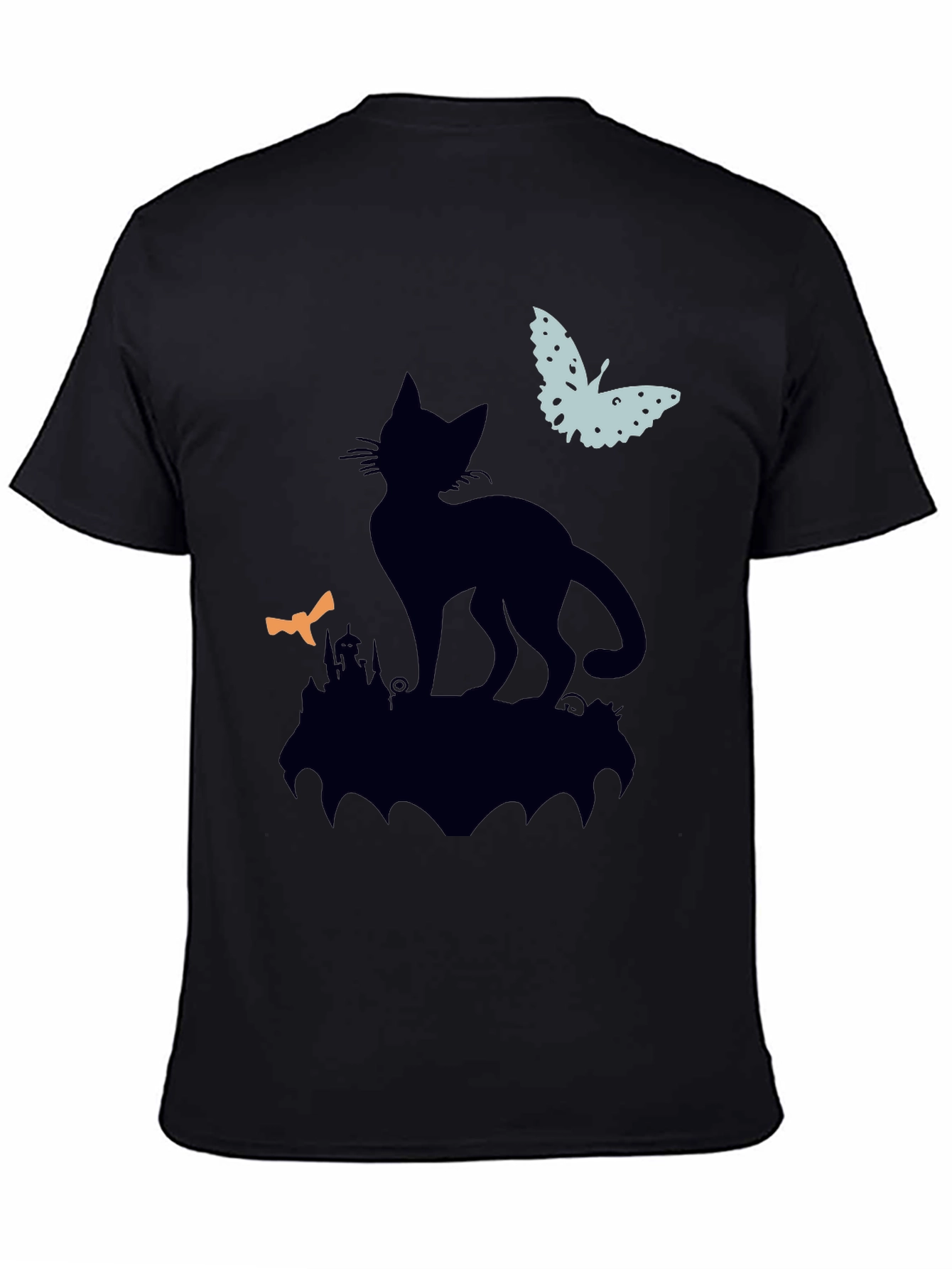 Black Cat Silhouette T-Shirt - Halloween Style