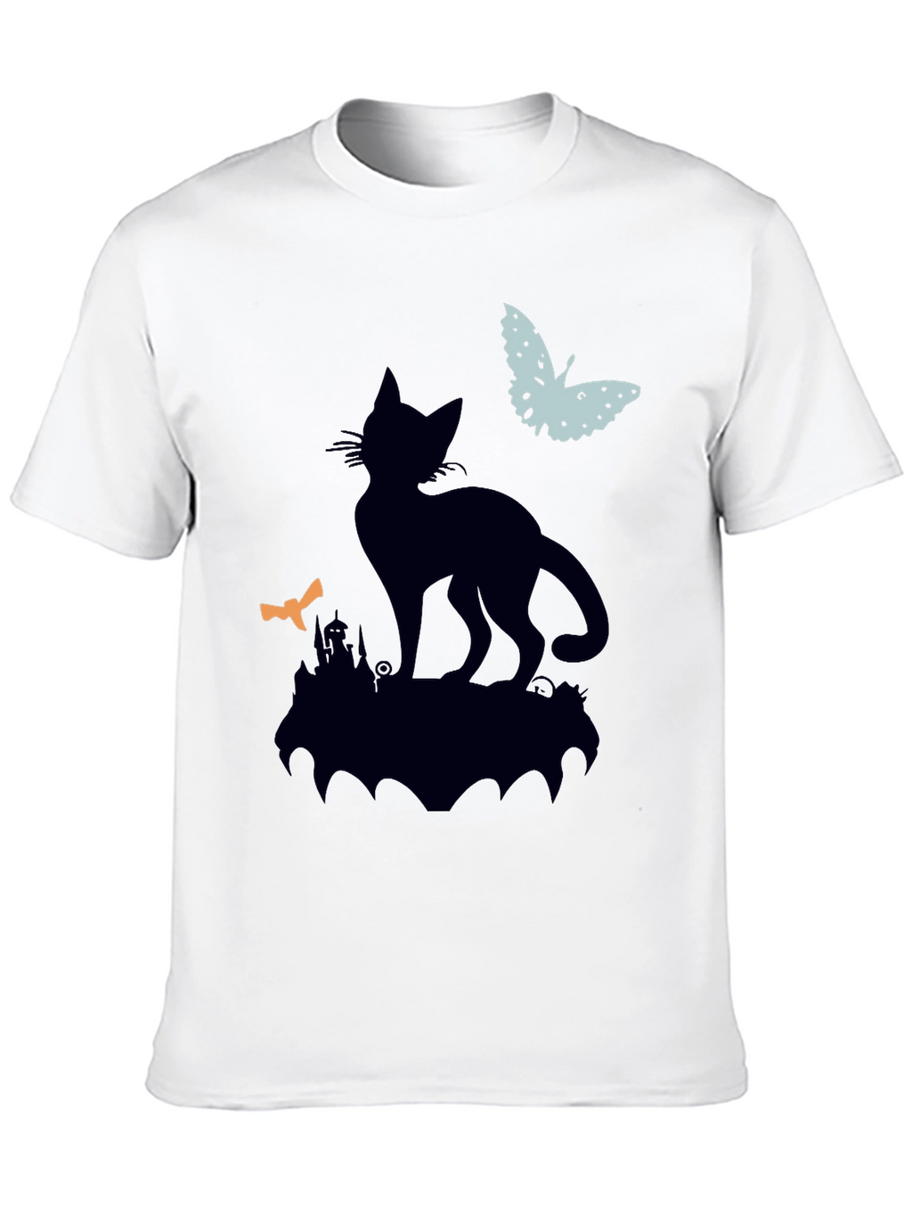Black Cat Silhouette T-Shirt - Halloween Style