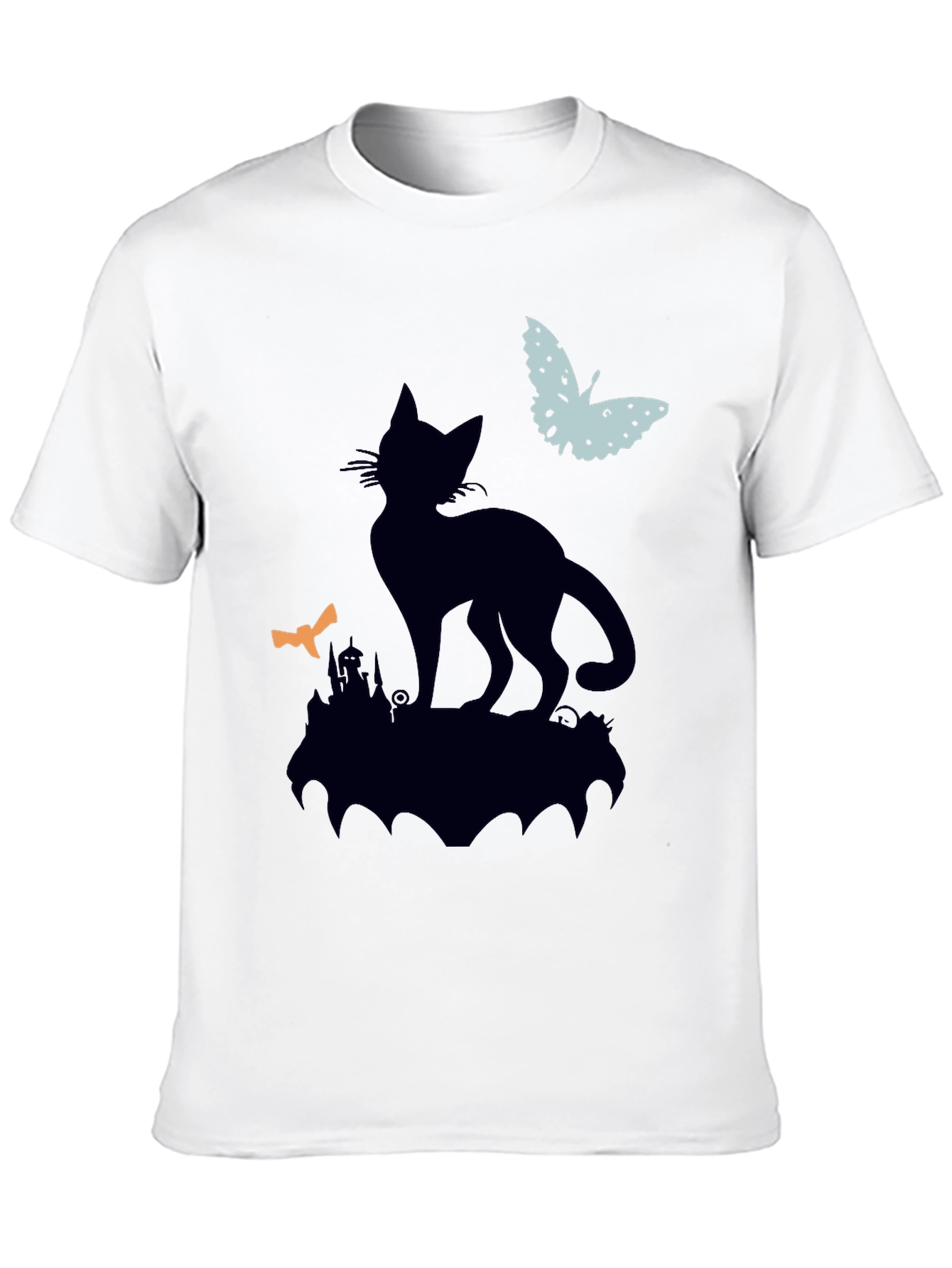 Black Cat Silhouette T-Shirt - Halloween Style