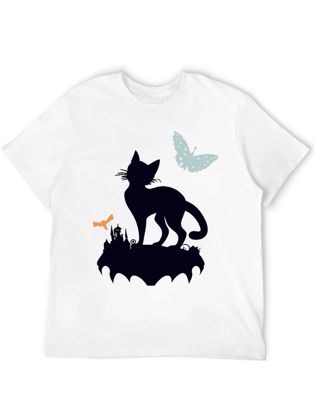 Black Cat Silhouette T-Shirt - Halloween Style