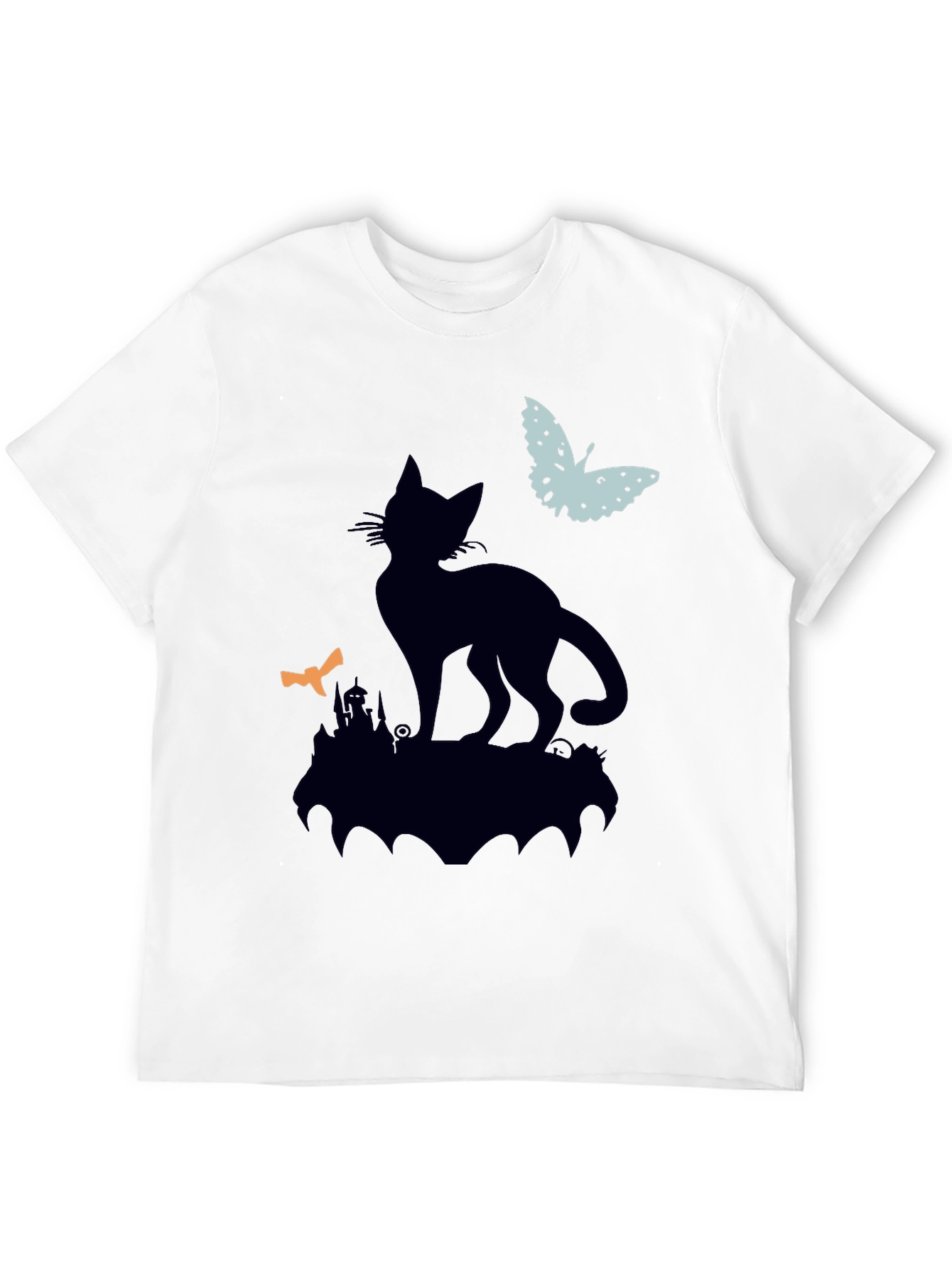 Black Cat Silhouette T-Shirt - Halloween Style
