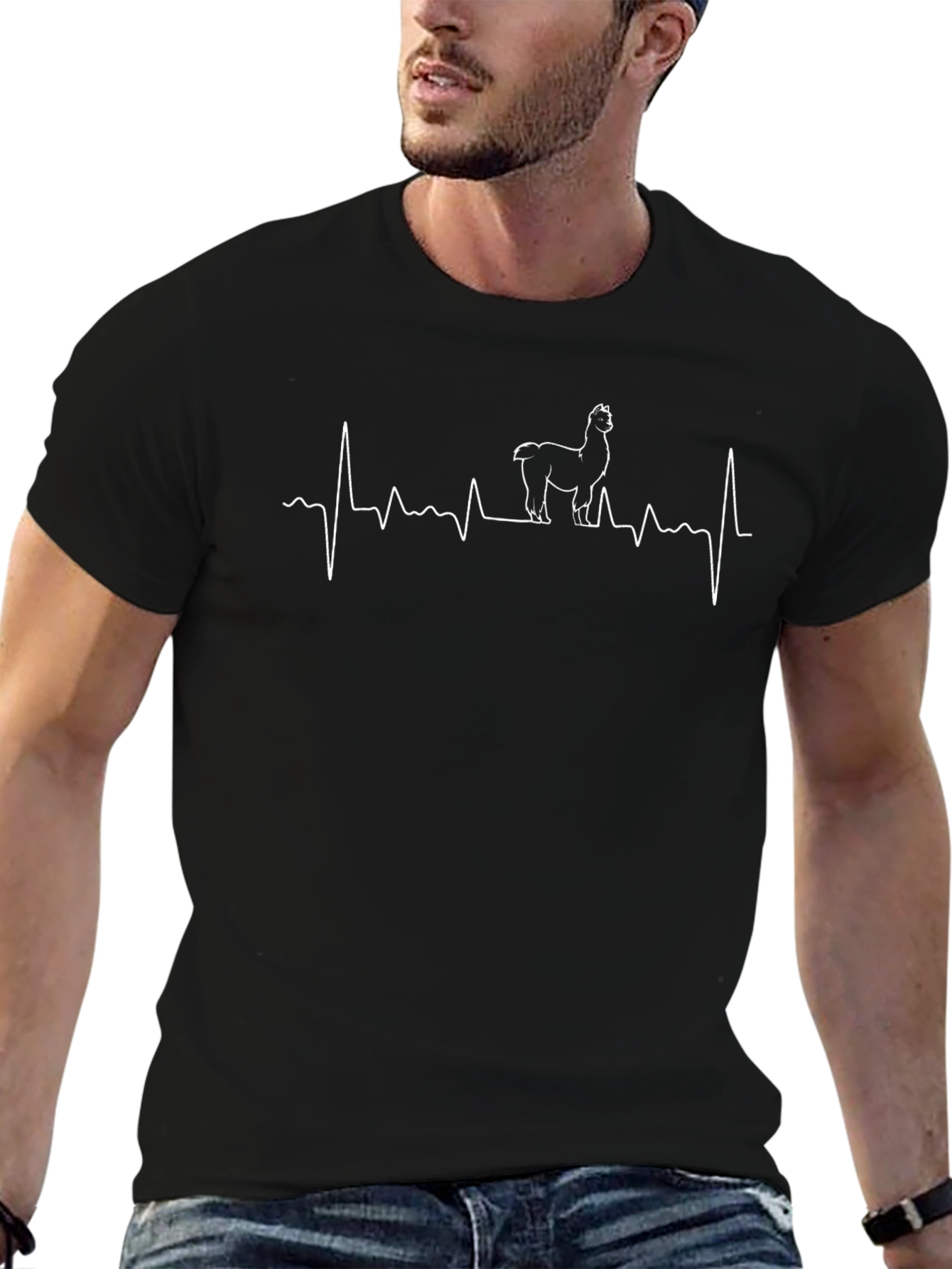 Alpaca Heartbeat Graphic Tee - Black