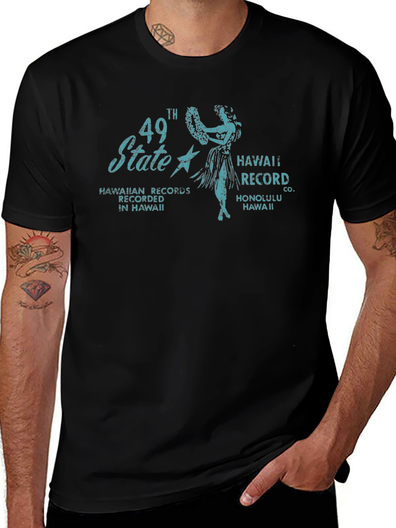 49th State Hawaiian Records Graphic T-Shirt