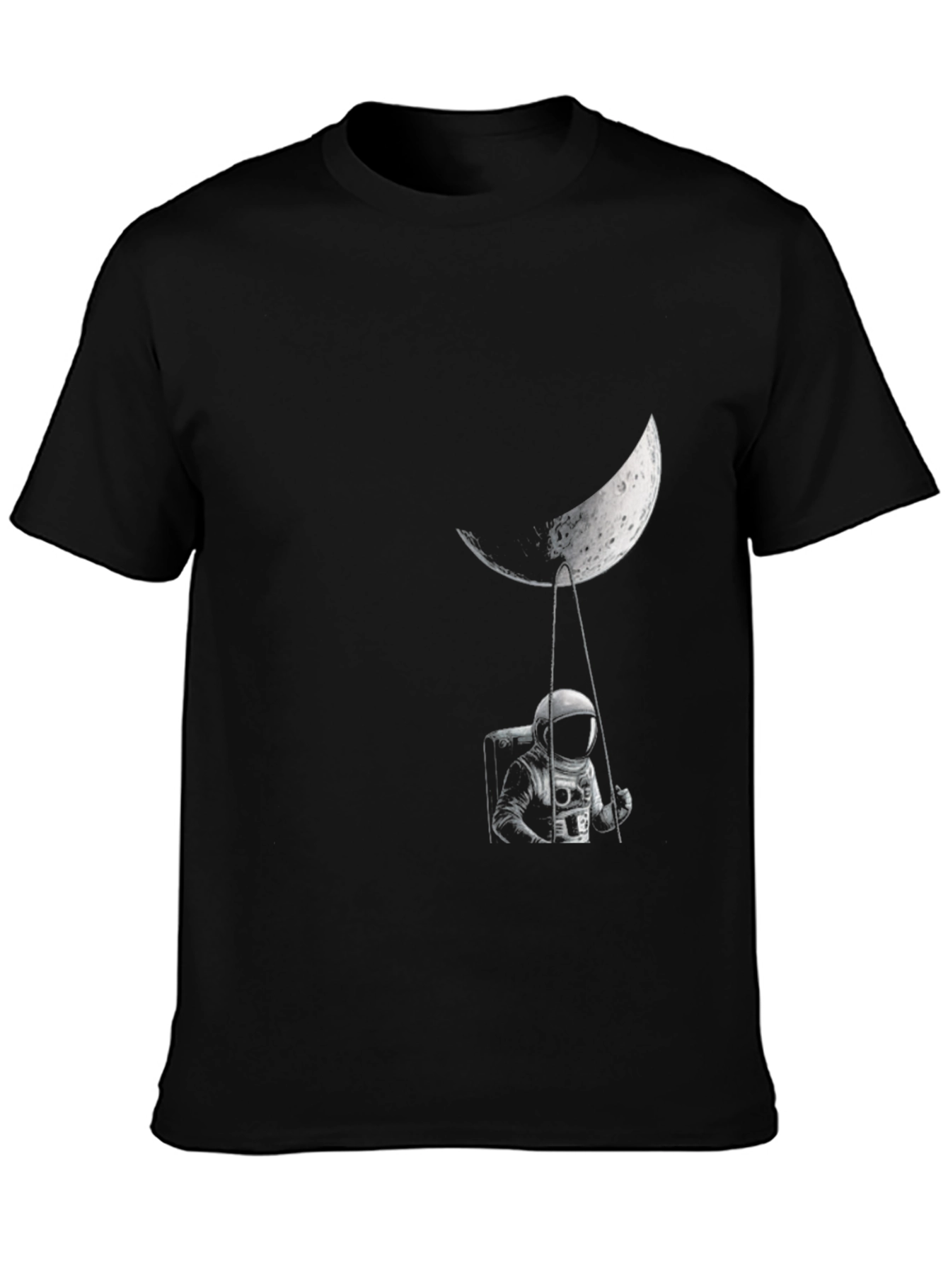 Astronaut Moon Swing Graphic Tee - Unisex Black T-Shirt