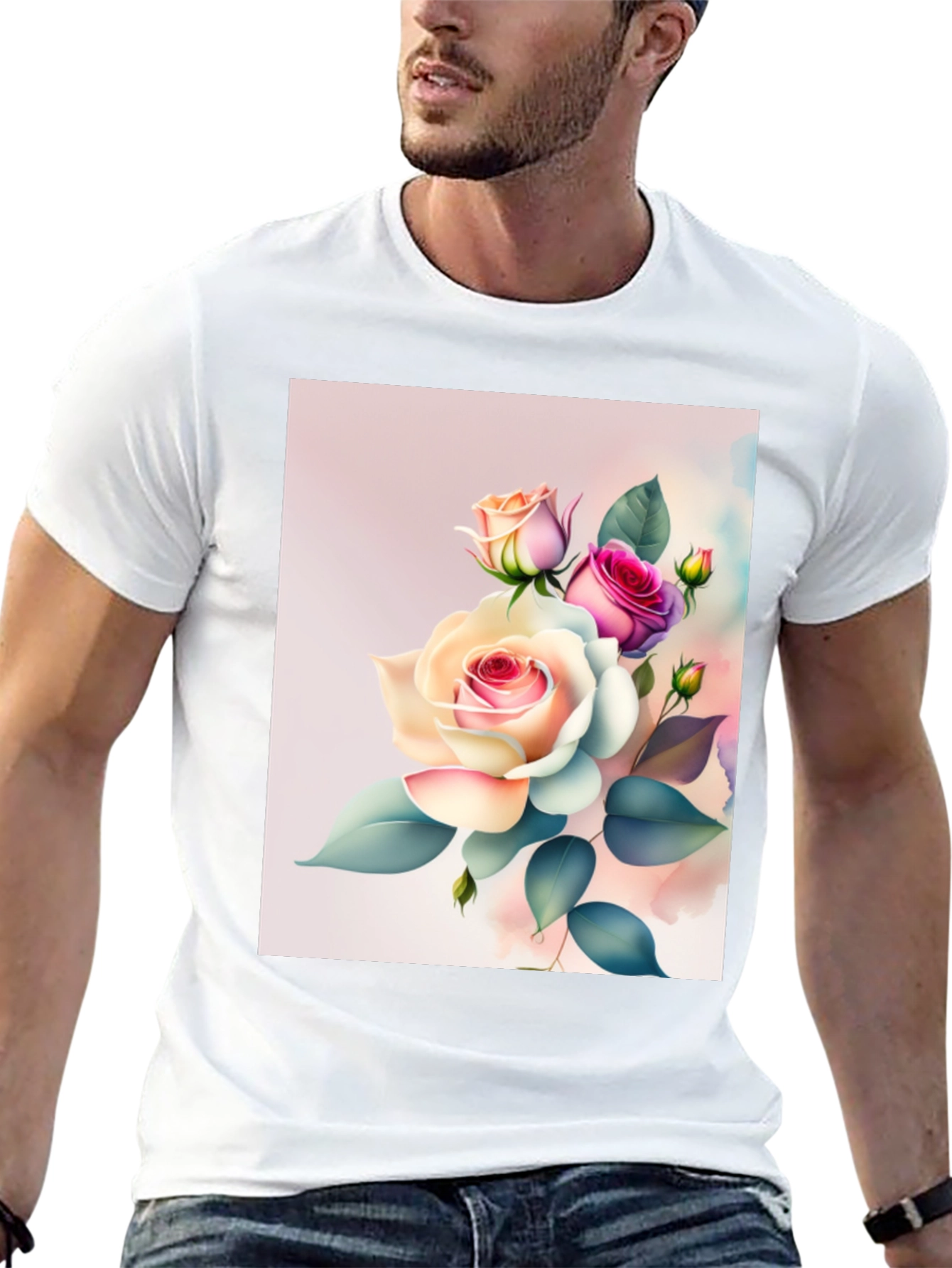 Floral Rose Graphic Black T-Shirt