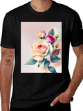 Floral Rose Graphic Black T-Shirt