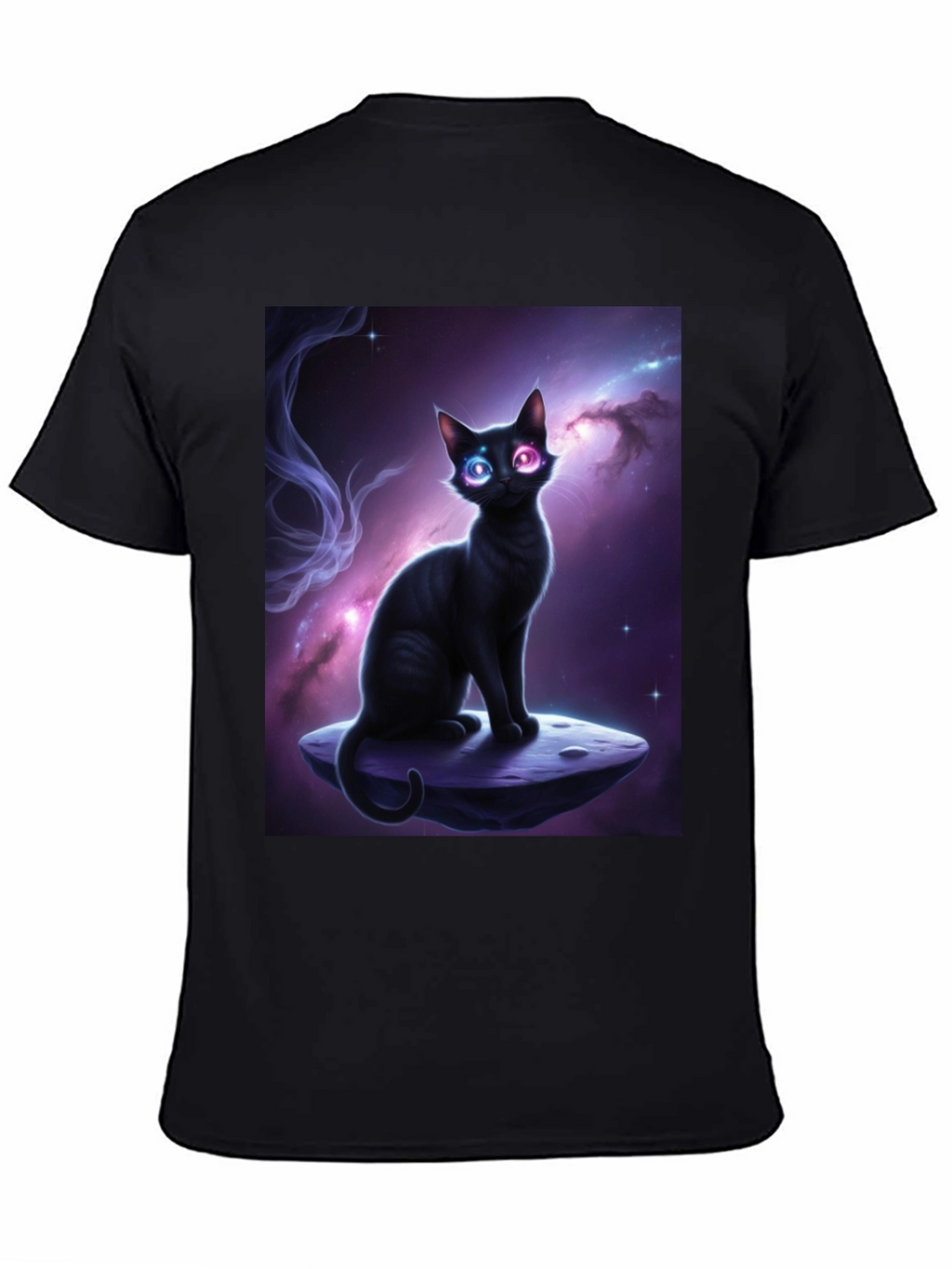 Cosmic Cat Black T-Shirt - Unique Design