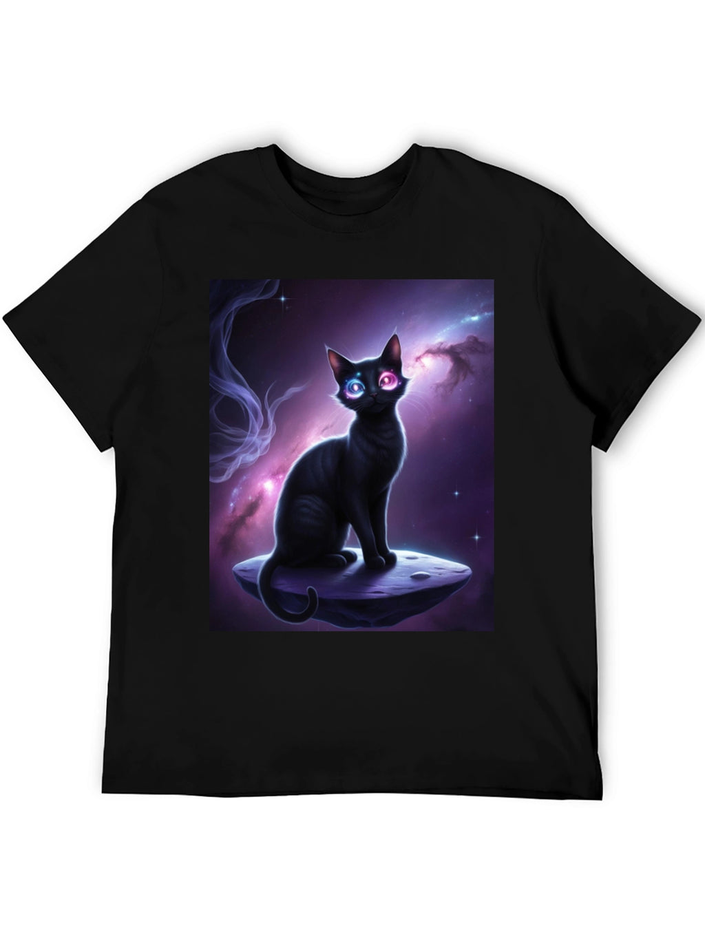 Cosmic Cat Black T-Shirt - Unique Design