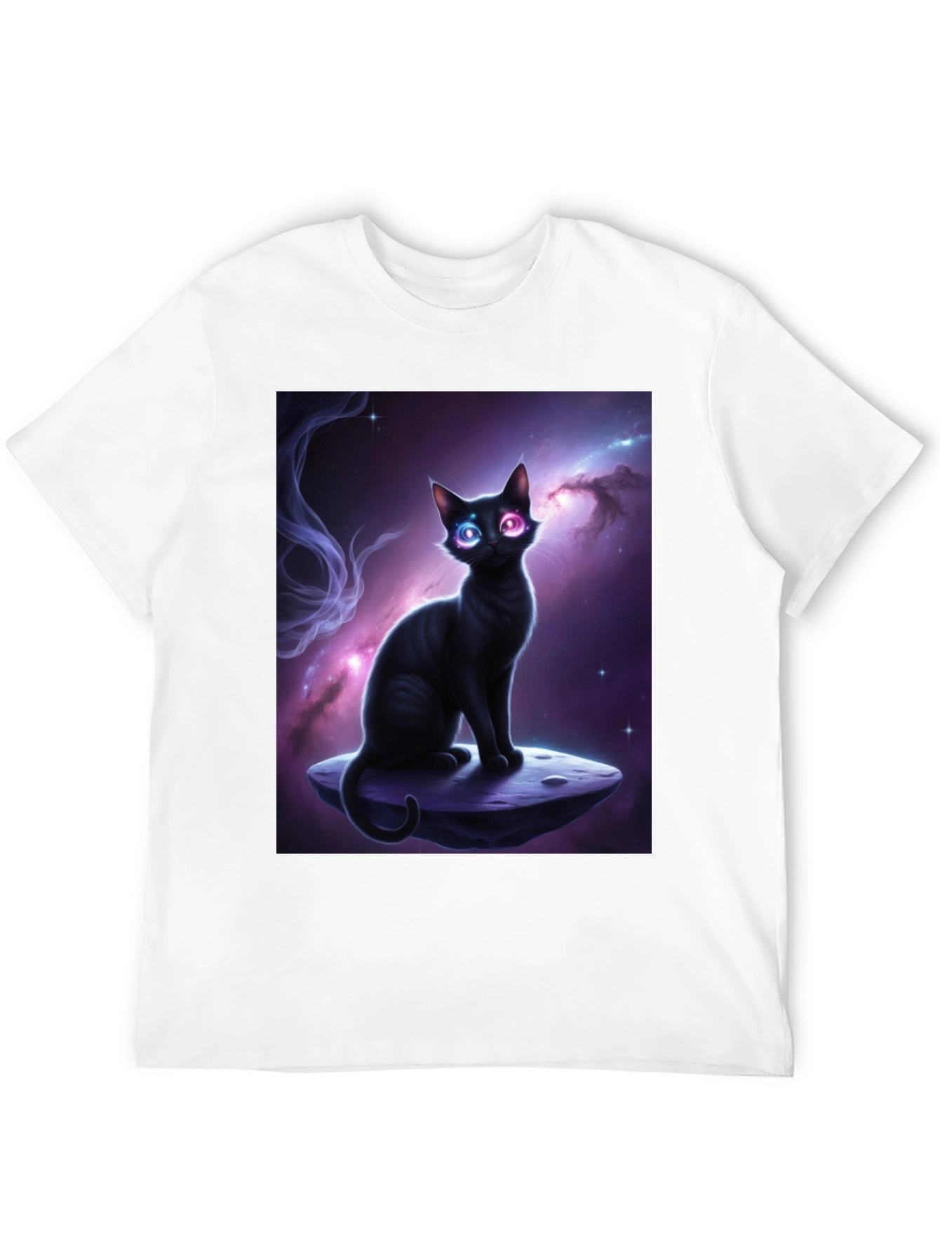 Cosmic Cat Black T-Shirt - Unique Design