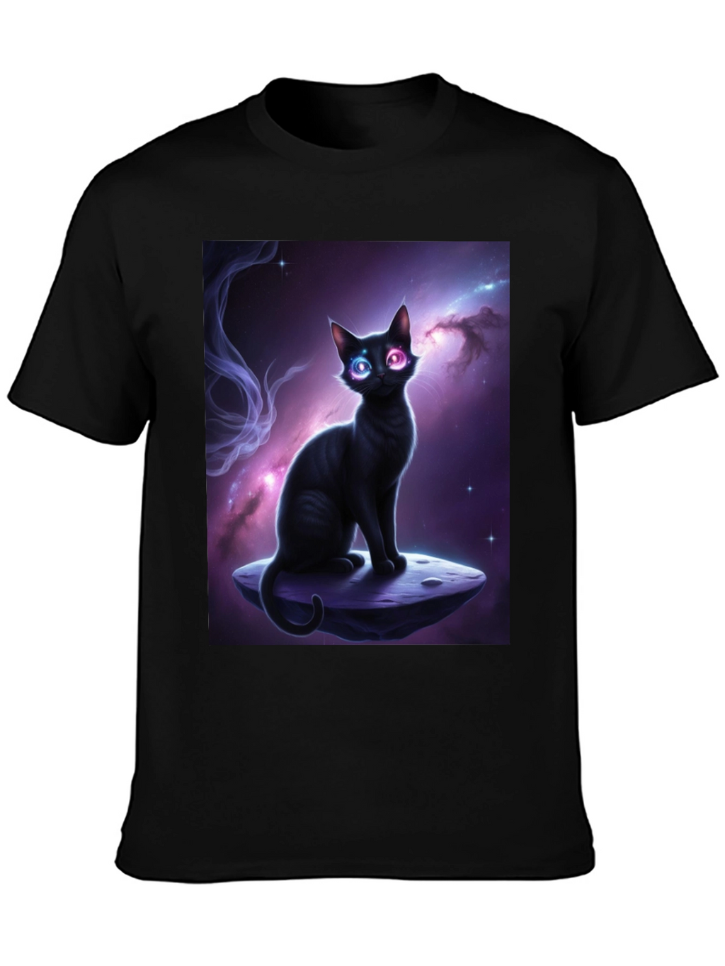 Cosmic Cat Black T-Shirt - Unique Design