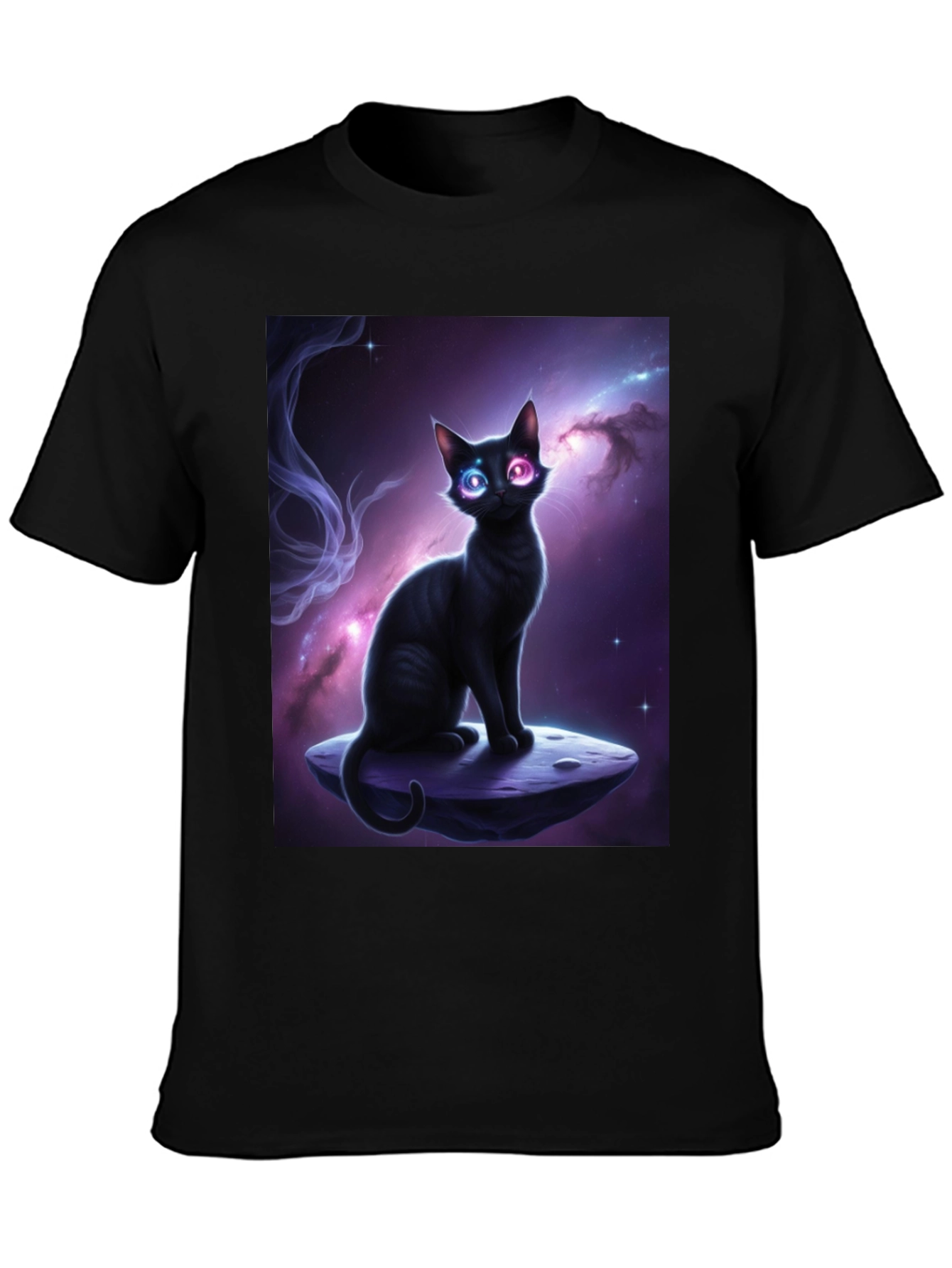 Cosmic Cat Black T-Shirt - Unique Design