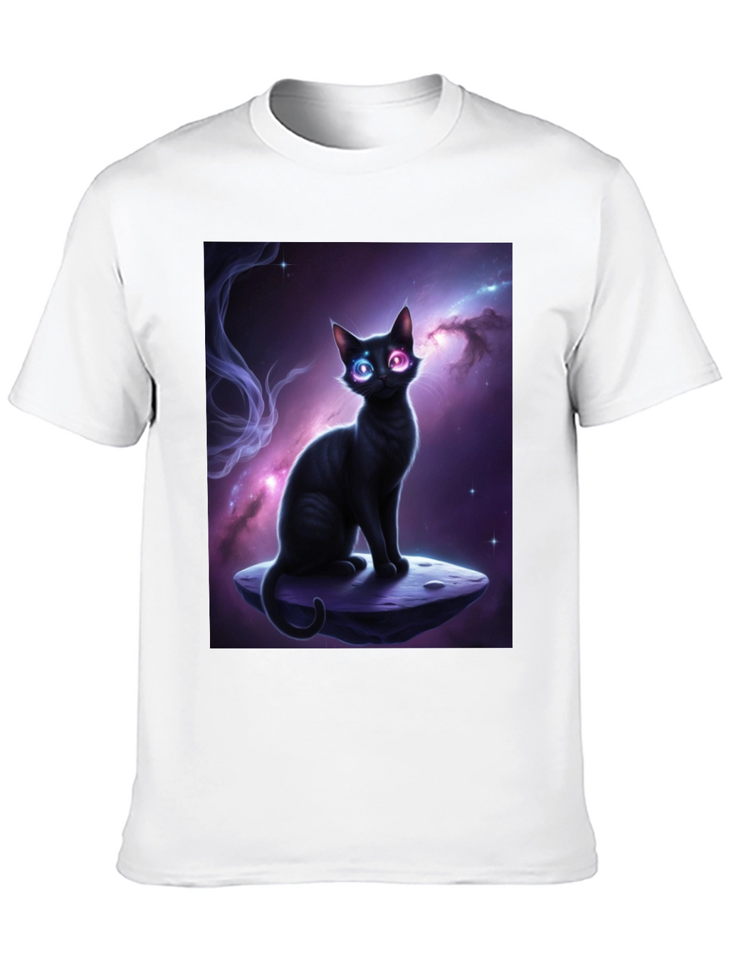Cosmic Cat Black T-Shirt - Unique Design