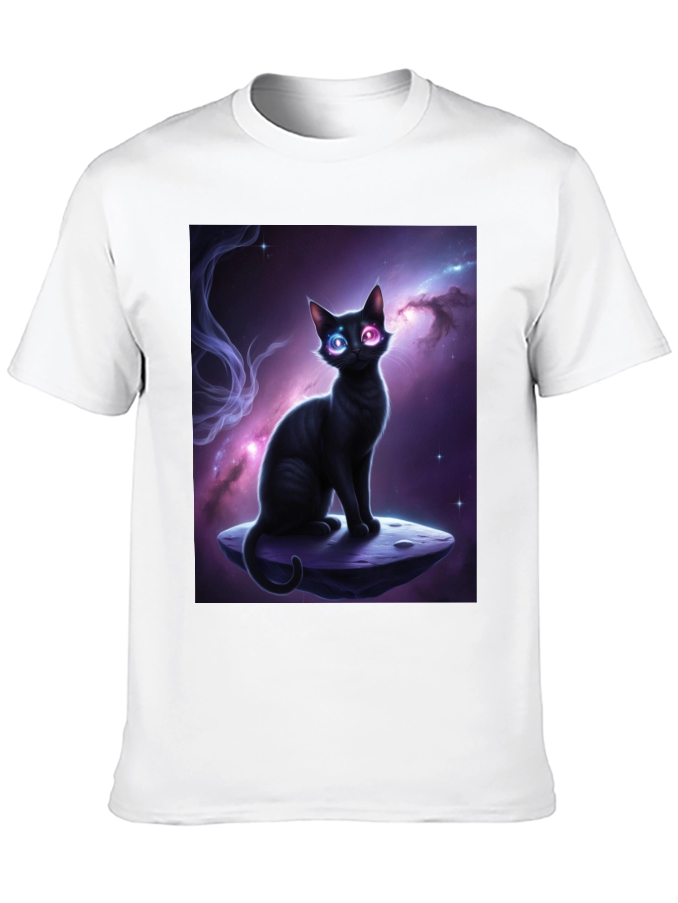 Cosmic Cat Black T-Shirt - Unique Design