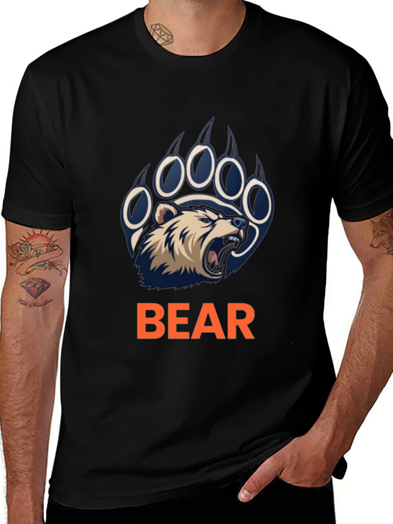 Bear Claw Graphic T-Shirt - Black Cotton Tee