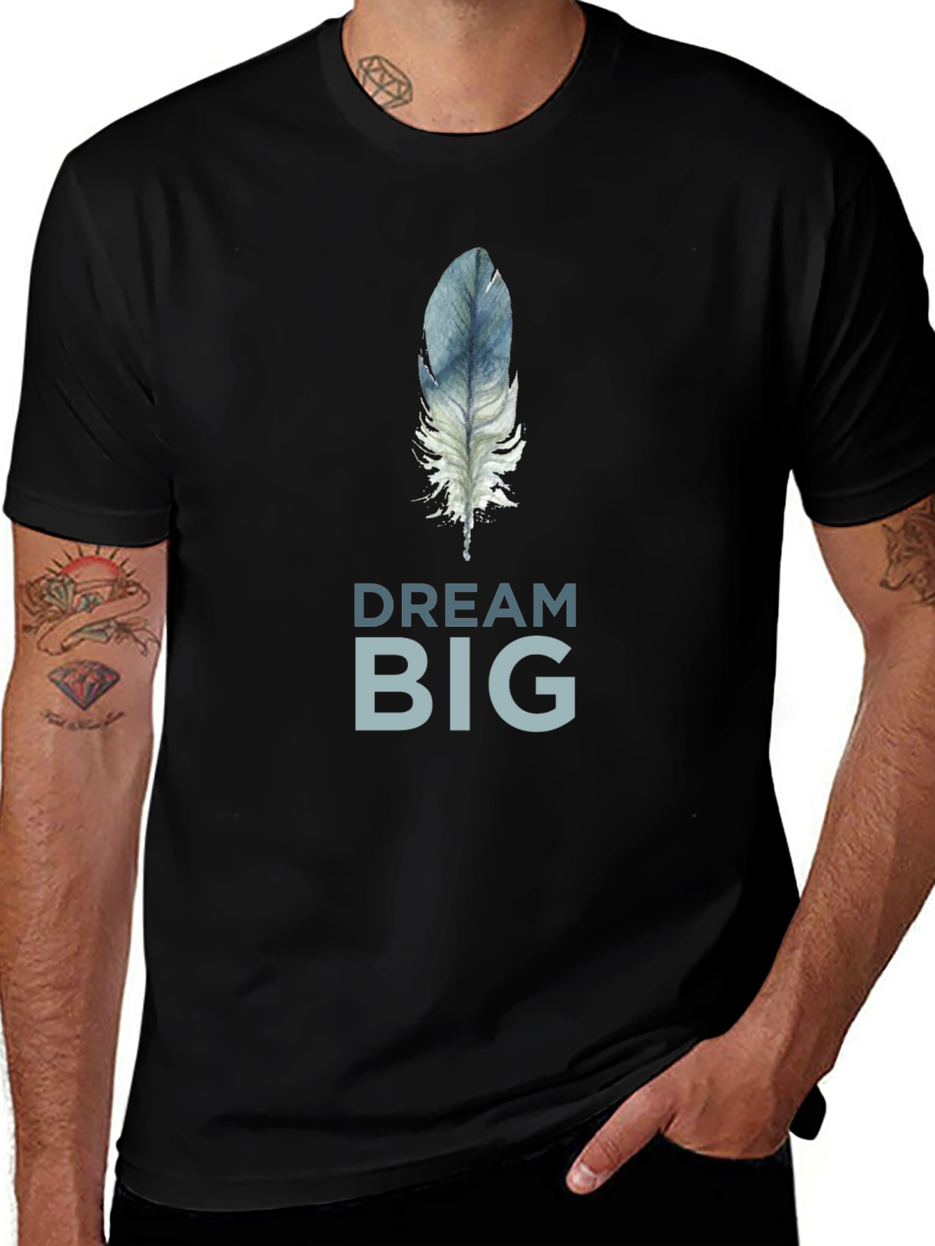 Dream Big Feather Graphic T-Shirt - Soft Cotton Tee