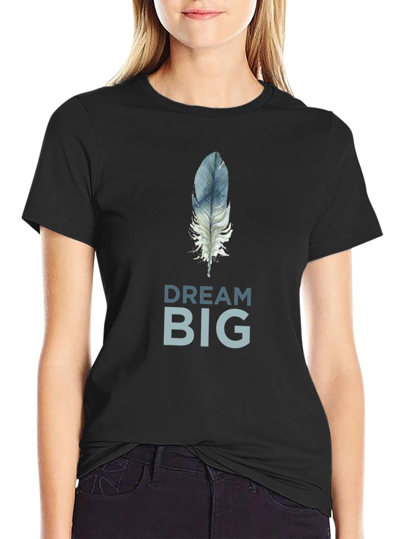 Dream Big Feather Graphic T-Shirt - Soft Cotton Tee