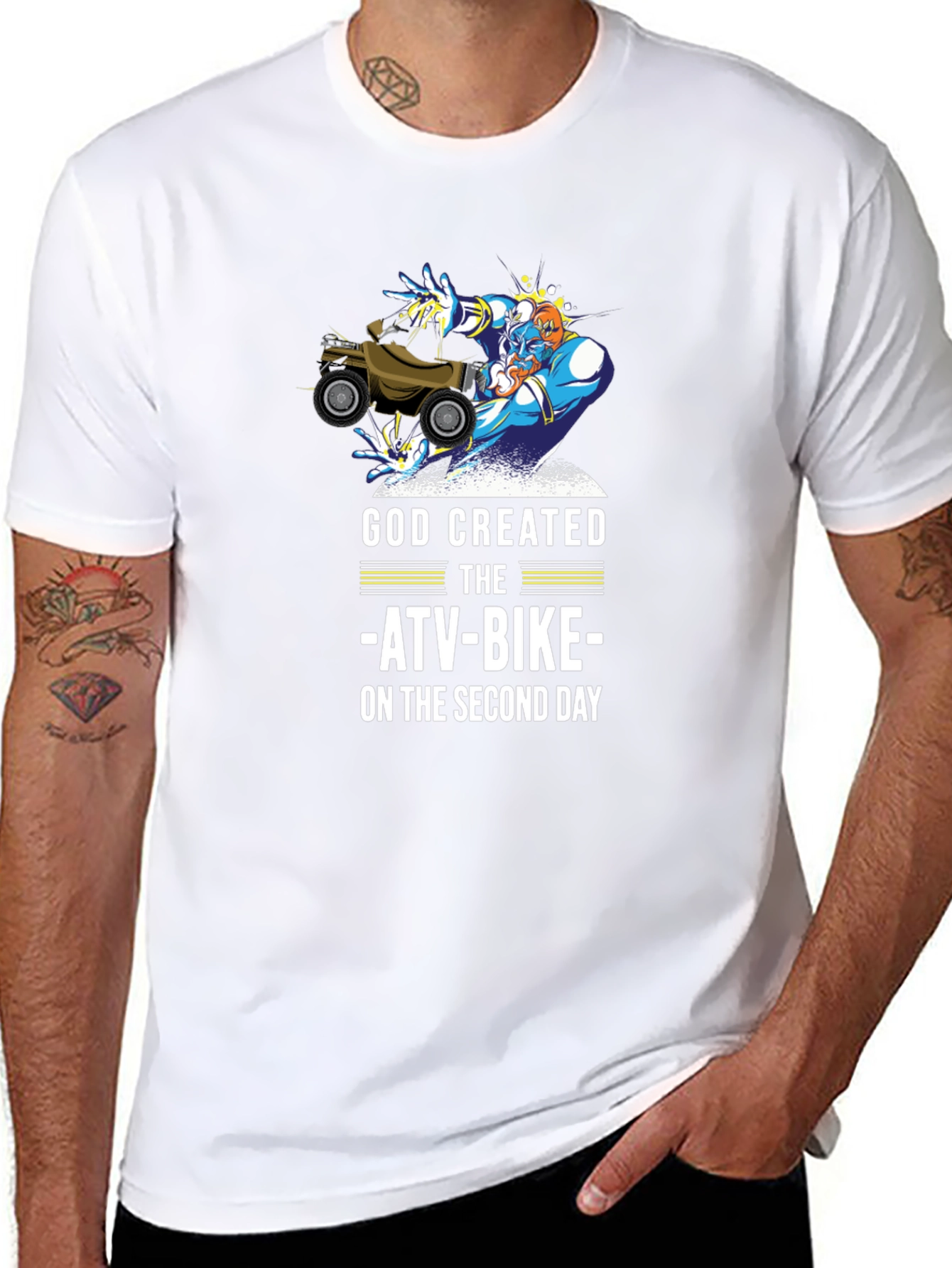 God Created ATV-Bike T-Shirt Funny Off-Road Gift