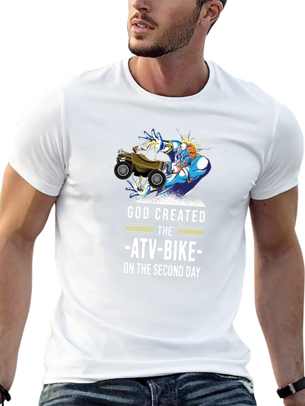 God Created ATV-Bike T-Shirt Funny Off-Road Gift