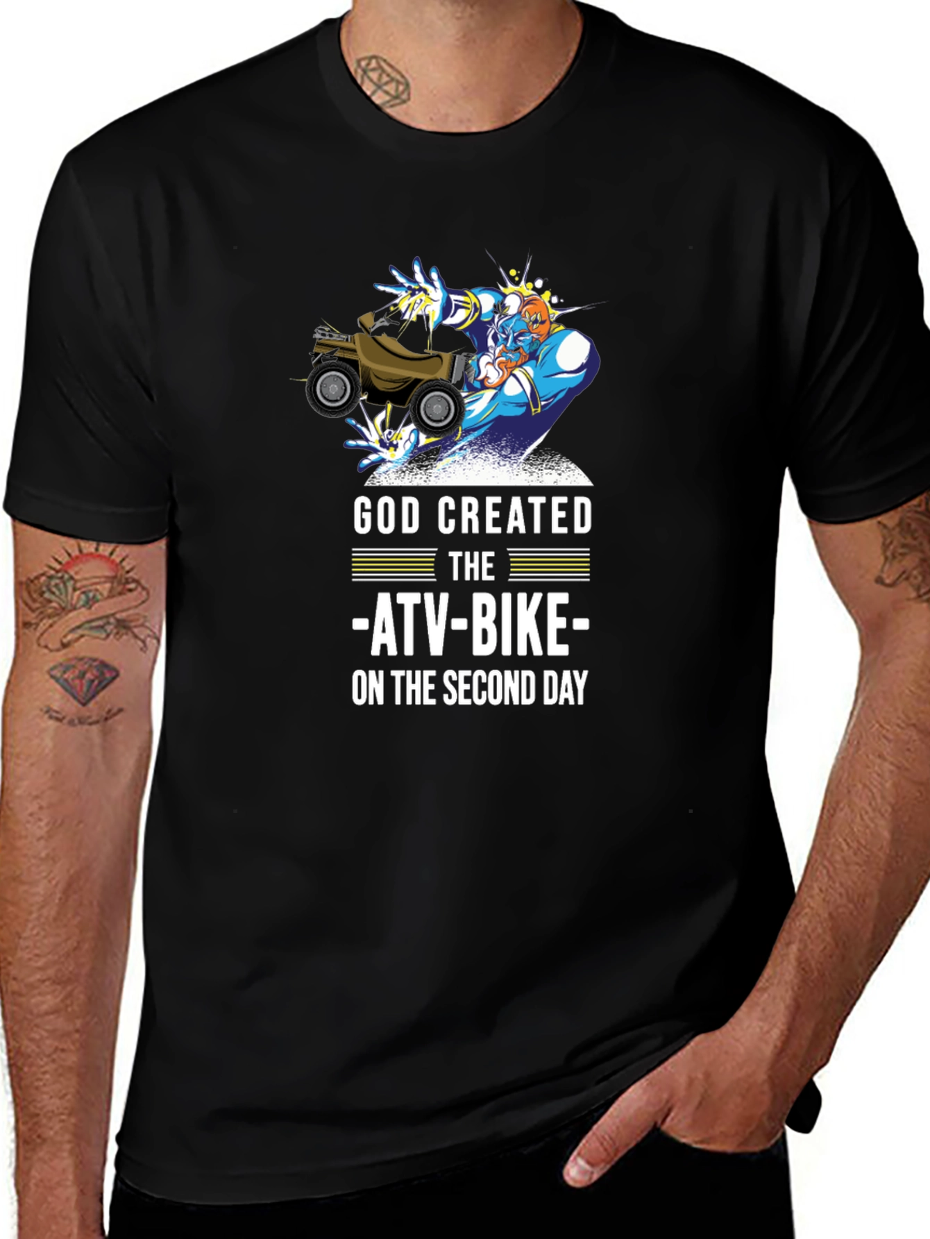 God Created ATV-Bike T-Shirt Funny Off-Road Gift