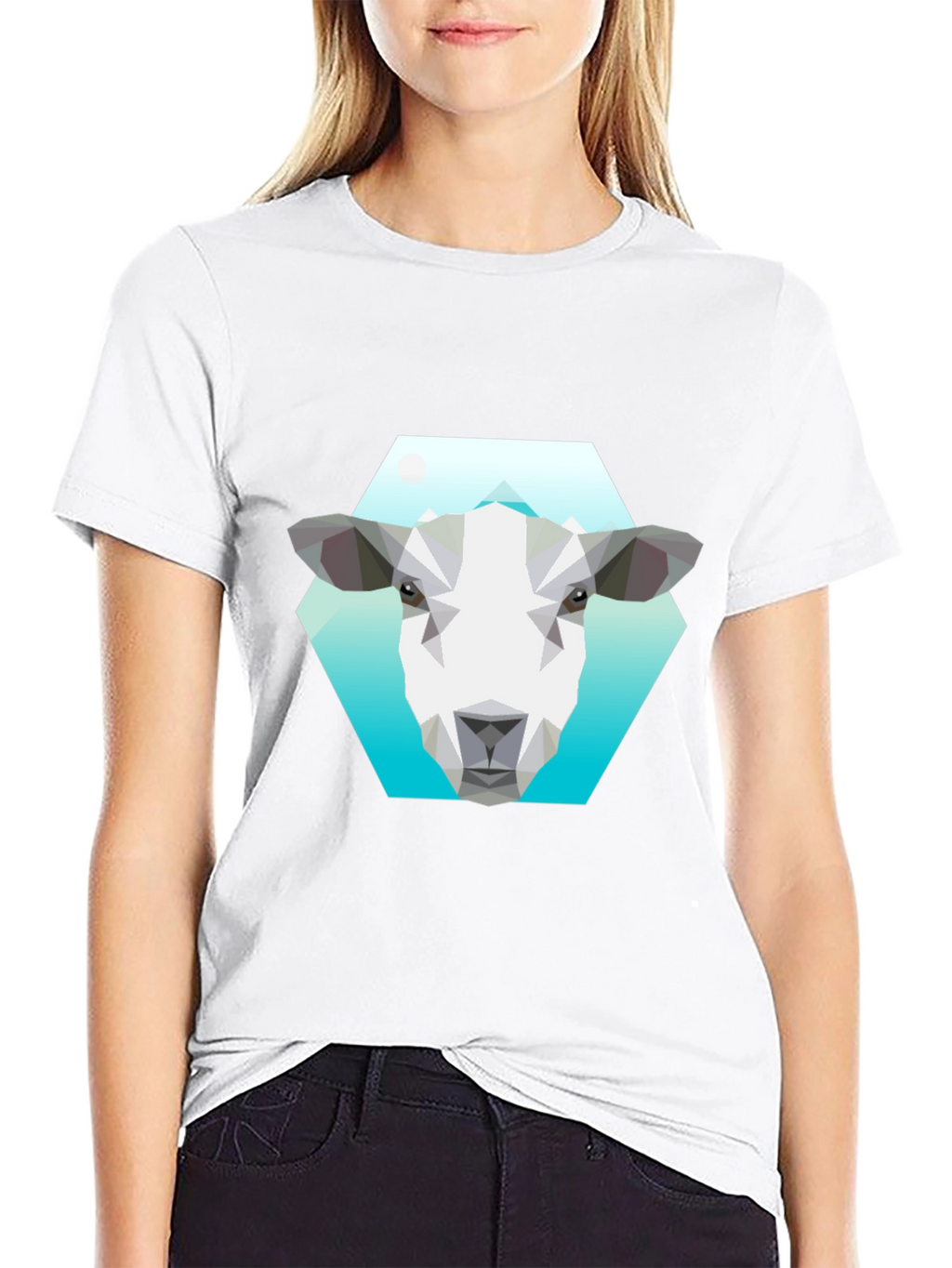 Geometric Sheep Graphic Tee - Black