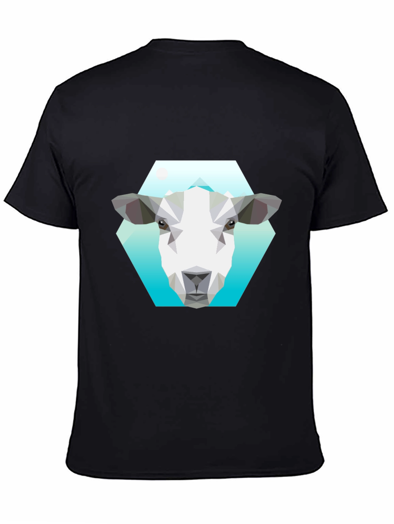 Geometric Sheep Graphic Tee - Black